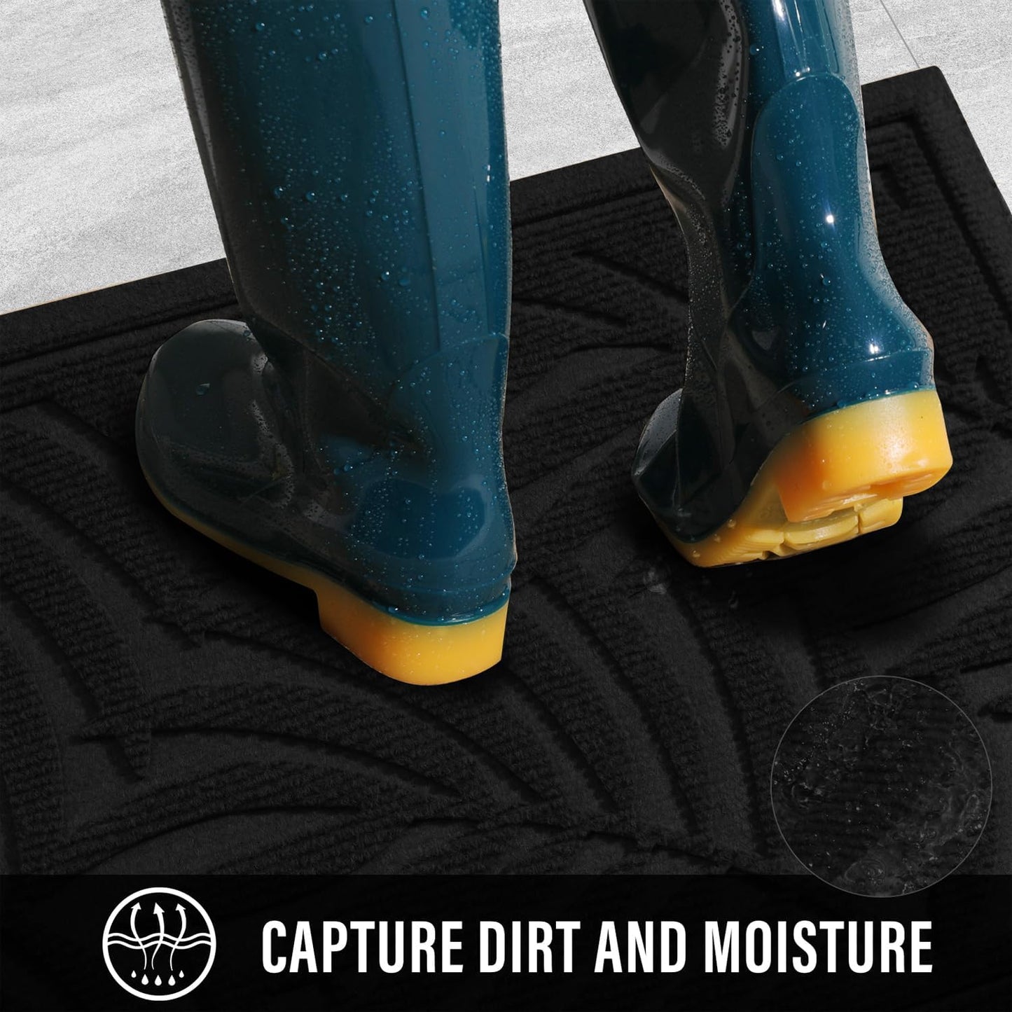 Front Door Mat, Absorbent Resist Dirt Welcome Door Mat Indoor Outdoor, Waterproof Doormat, Sturdy Non Slip Backing, Fade Resistant, Low Profile Entry Mat for Entryway, 36×24, Black