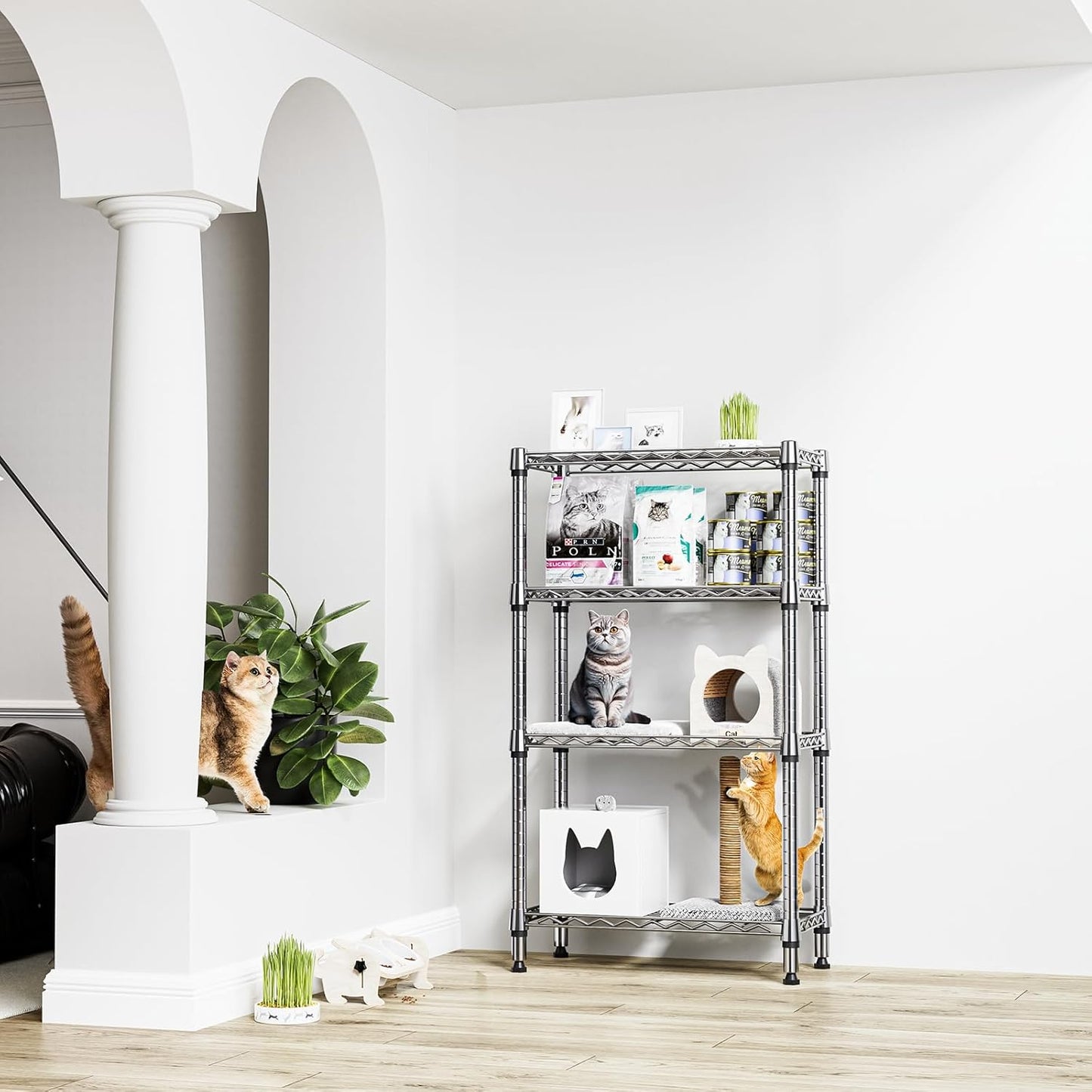 1000 lbs 4 Tier Shelf Metal Storage Shelves Wire Rack Closet Organizers for Garage Kitchen Bathroom Laundry Chrome 11.8" D x 25.6" W x 45.5" H