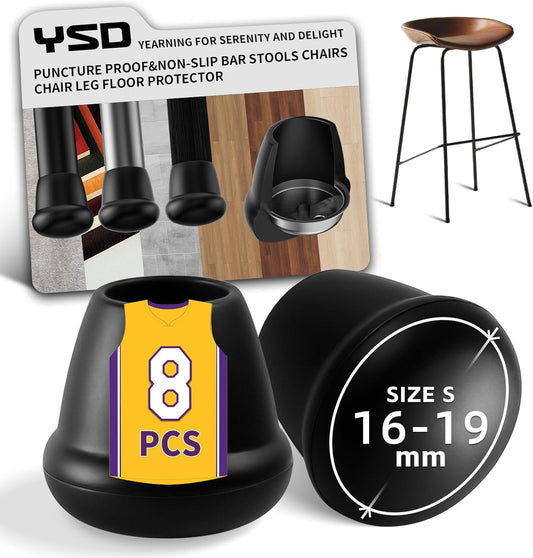 0.75 Inch Heavy Duty Rubber Chair Leg Caps - 8 PCS Non-Slip Furniture Floor Protectors with Metal Inserts for Wood, Tile, Carpet - Fits Chairs,Stools,Bar Stools