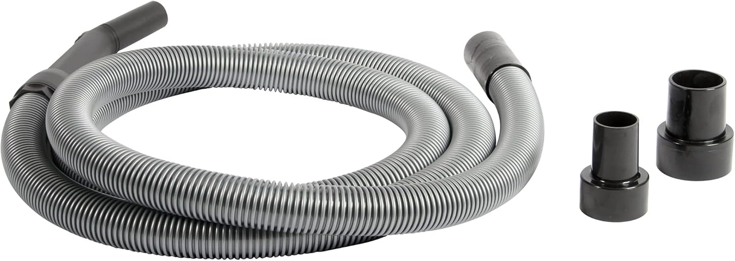 Cen-Tec Systems 10 Ft. Premium Shop Vacuum Extension Hose with 2 tank adapters and 1.25" curved end,120"L x 1.25"W, Silver