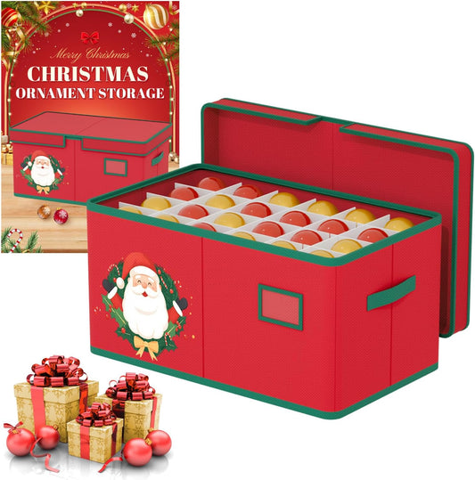 Christmas Ornaments Storage Boxes Christmas Ornament Organizer Storage Box with Adjustable Divider Fit 72 of 3 Inch Ornaments 600D Oxford Fabric Ornament Storage Box for Decoration Storage
