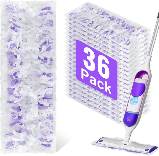 36 Count Purple Disposable Power Mop Refills Pads for Swiffer Power Mop, Multi-Surface Floor Cleaning