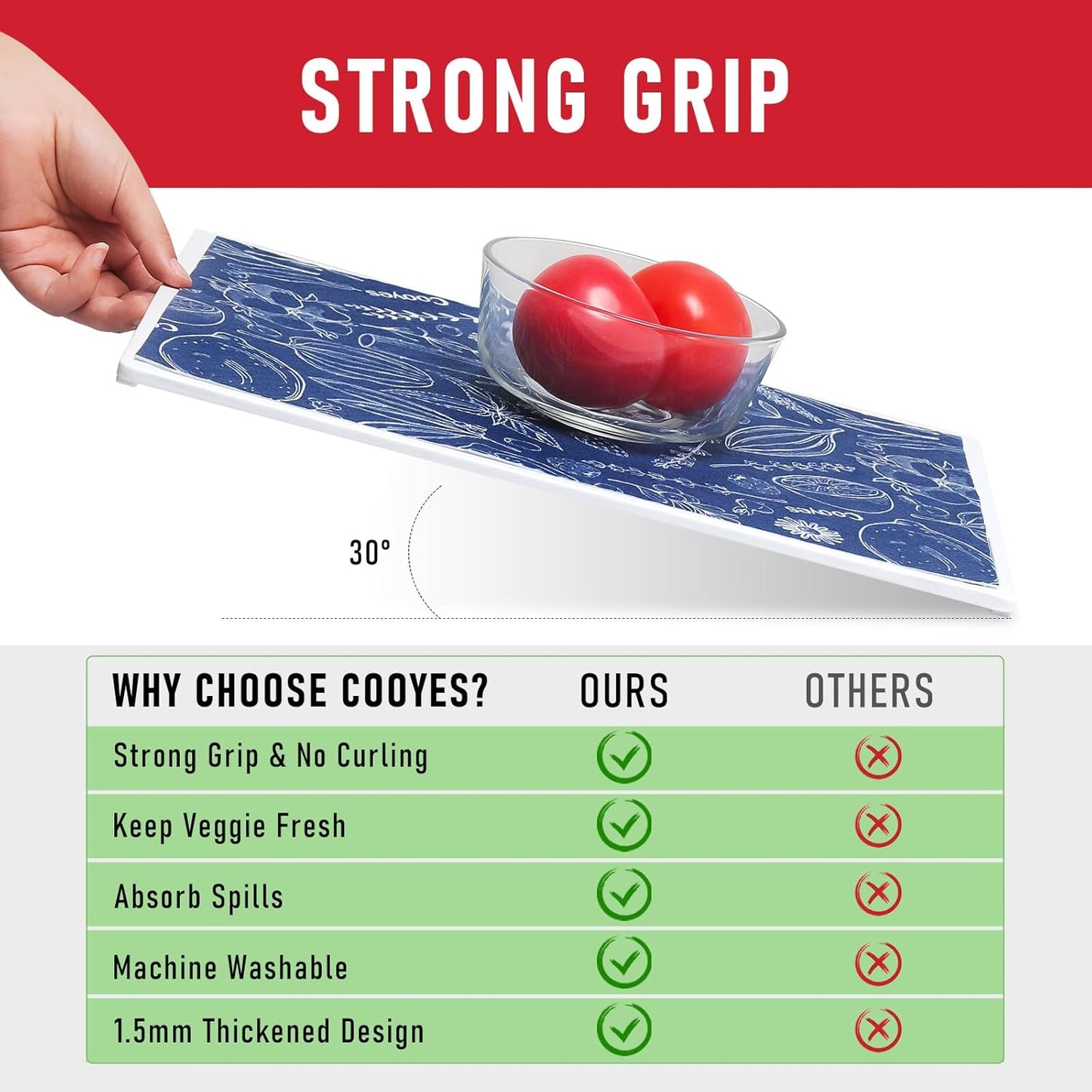 Cooyes Large Refrigerator Liners for Shelves, 12 Pack, 17.7" × 24", Fridge Drawer & Shelf Liners for Kitchen Cabinets Non-Adhesive, Breathable Cloth Material, Keep Produce Fresh Longer