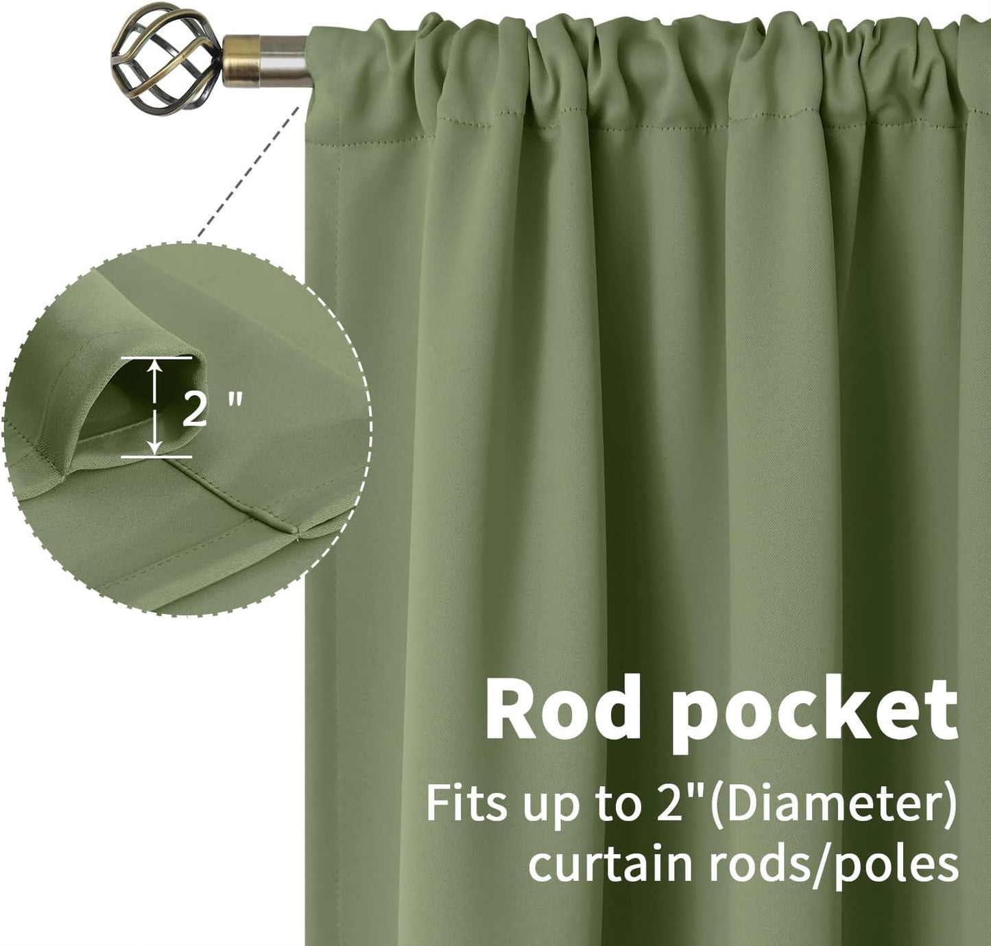 BGment Olive Green Blackout Curtains 84 Inches Length 2 Panels for Living Room - Rod Pocket Thermal Insulated Room Darkening Drapes for Bedroom Dining Privacy, 42 x 84 Inch