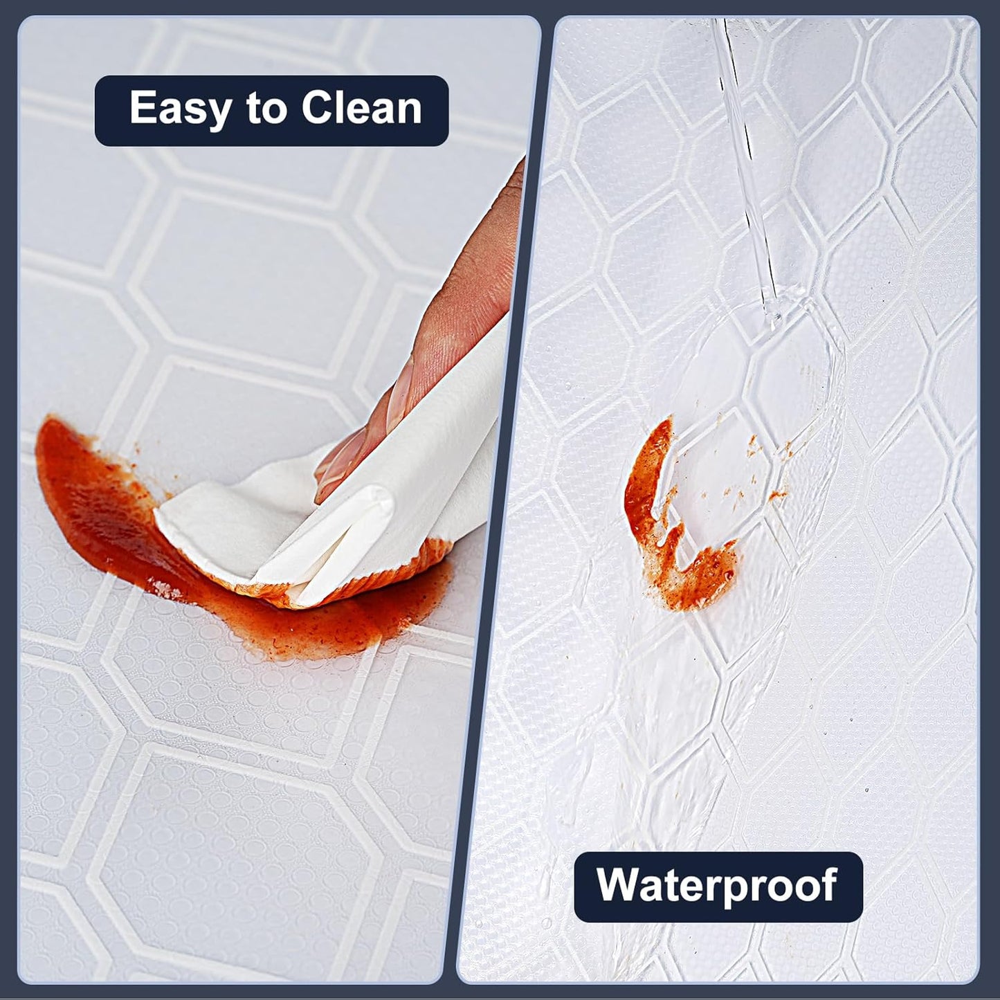 Shelf Liner, Refragerator Drawer Liners for Kitchen Cabinets, Waterproof Bathroom Sink Mat No Slip Cupboard Liners Non Adhesive Fridge Liner Roll - Clear 17.5"×197"