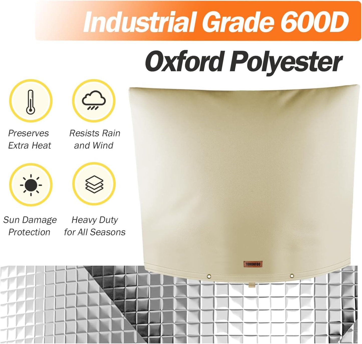 Backflow Preventer Pipe Insulation Cover (5°F) - Irrigation Sprinkler Valve Insulated Pouch - Water Well Pump Cover - Sturdy 5 Layers for Winter Freeze Protection, 52" W x 32" H, Beige