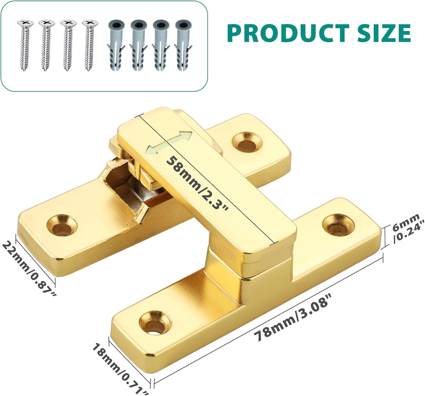 90/180 Degree Flip Latch Gate Latch, Heavy Duty Black Safety Door Lock Enhanced Security Flip Latch Lock Hardware for Interior Door Front Door Barn Garden Fence Window Bathroom Cabinet