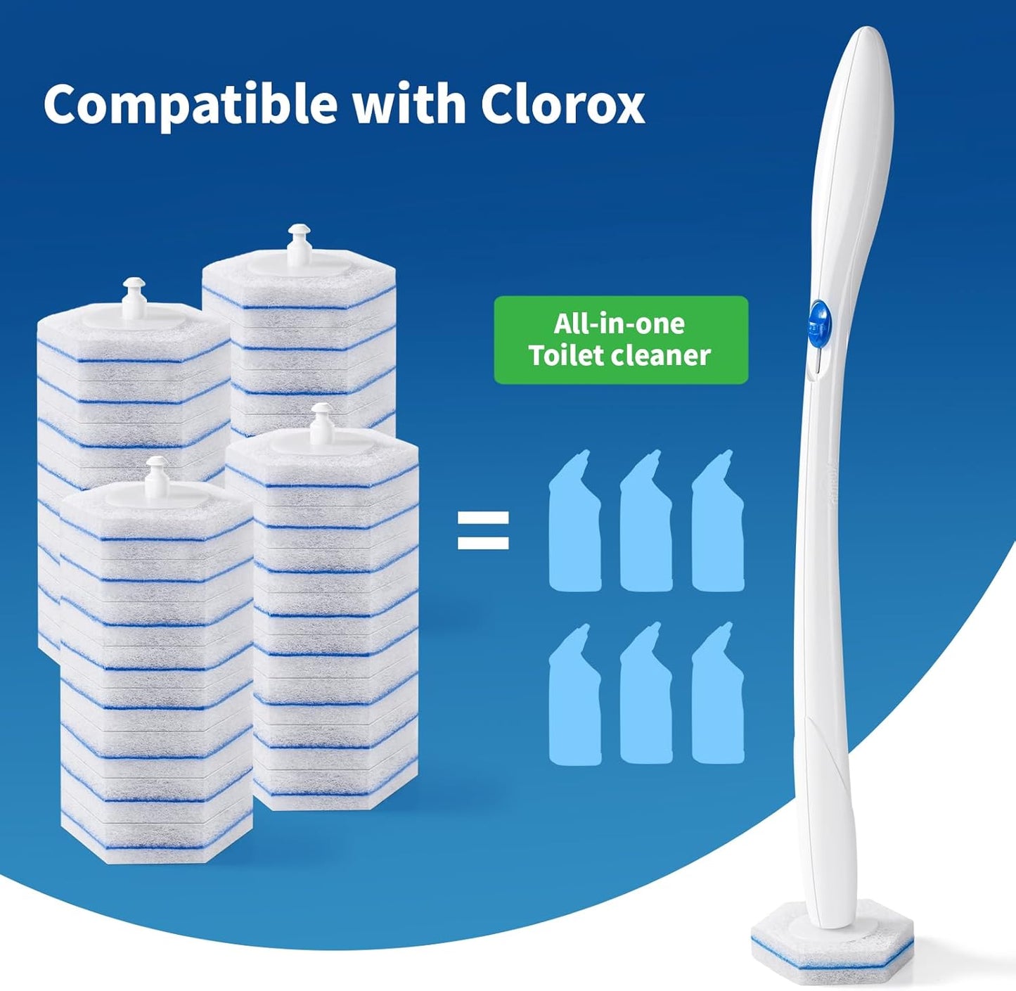 oshang Toilet Cleaner Refills, Toilet Refill Pads, Disposable Toilet Brush Heads for Toilet and Bathroom Cleaning, Compatible with Clorox Toilet Brush (32 Count)