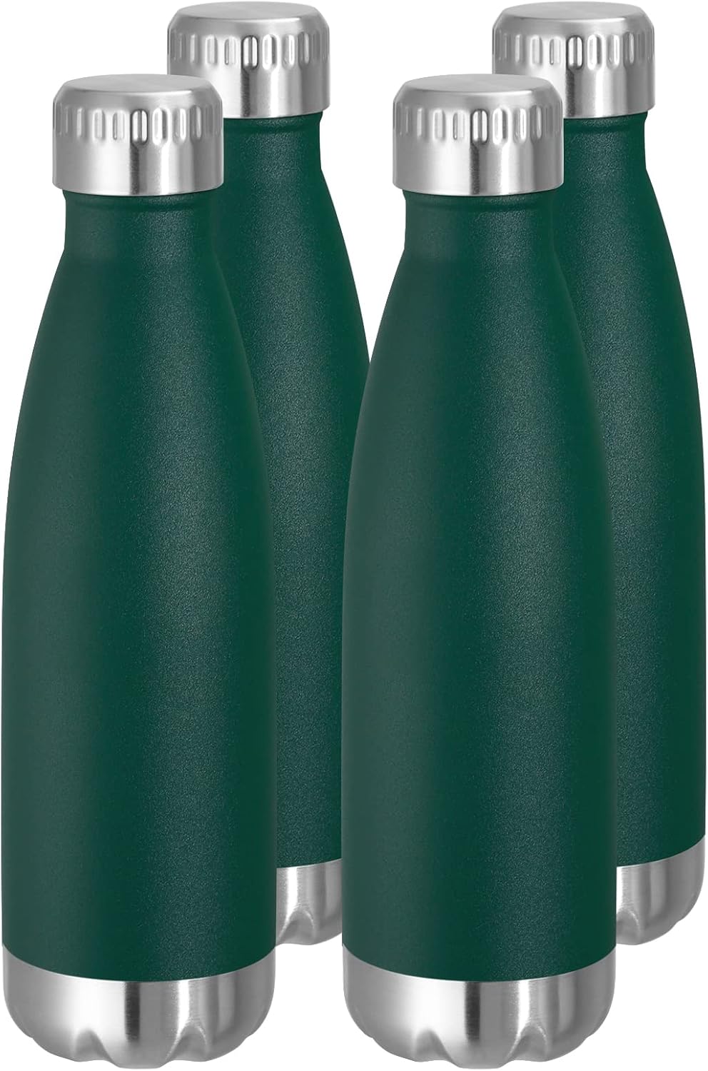 VEGOND 17oz Stainless Steel Water Bottles Bulk, Reusable Metal Sports Water Bottle Keeps Drink Hot and Cold, BPA Free Double Wall Vacuum Cola Shape Insulated Water Bottles for Camping Gym, 4 Pack