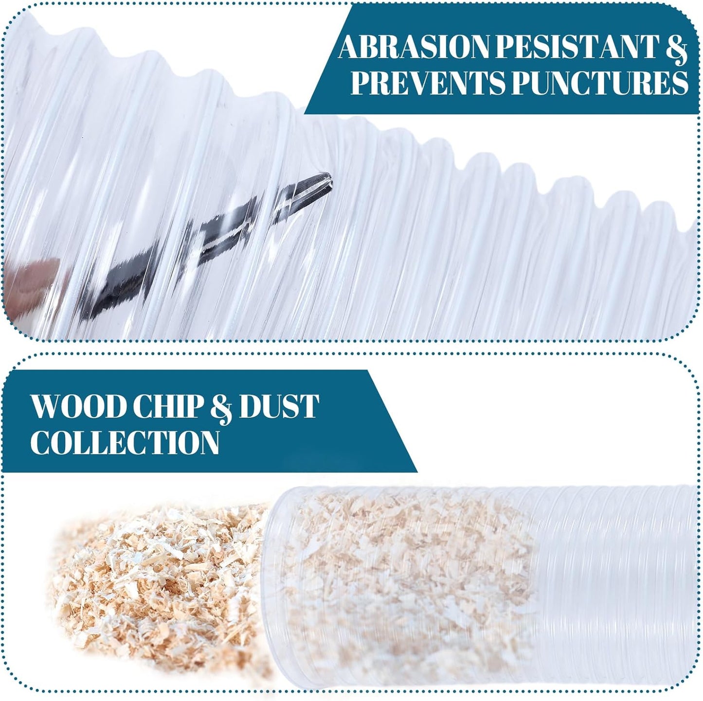 4 Inches 30 ft PVC Dust Collection Hose with Stainless Steel Clamps Set Flexible Clear Vacuum Puncture Resistant Fume Hose for Vacuums Cleaner Fume Dust Collection System