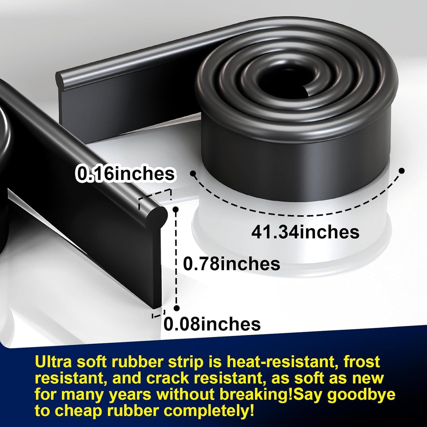 41-Inch High Elasticity Replacement Silicone Squeegee Strips, for Windows Glass Shower Door Cleaning, Durable and Easy to Install