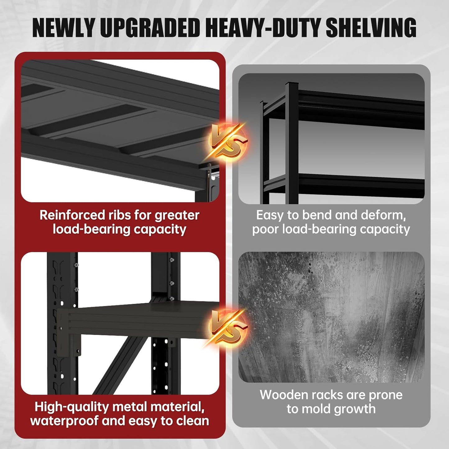 60" W Storage Shelves Heavy Duty, 4 Tier Metal Garage Shelving Units, 5000LBS Heavy Duty Adjustable Shelf, Garage Storage Rack, Industrial Shelving for Shop, Warehouse,60" W x 20" D x 79" H