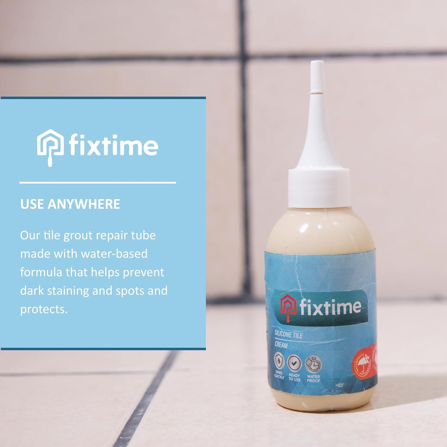 Grout Filler Repair Kit – Cream Beige Premixed Crack Filler for Floor Tiles – Fast Drying Grout Sealer with Spatula – 8 oz