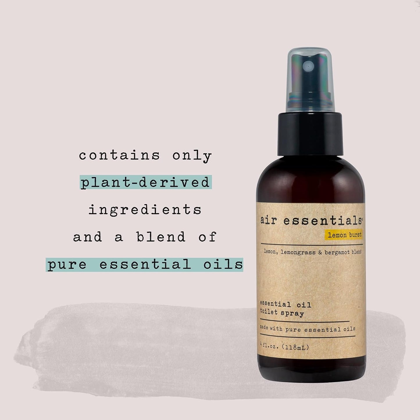 Air Essentials Essential Oil Toilet Spray - Odor Eliminator & Air Freshener - Made with Pure Essential Oils - Lemon Burst - 4 Ounce