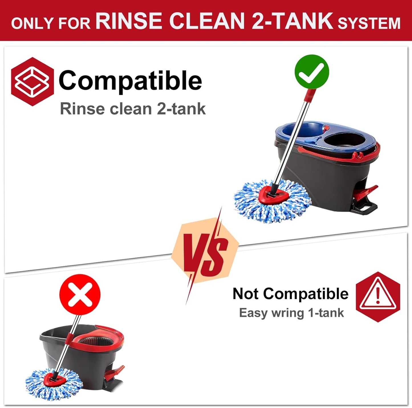 6 Pack Spin mop Replacement Head, Spin mop Scrub Brush,Microfiber Mop Refills, Easy to Replace,for Bathroom,Kitchen,Tub and Tile,Easy Cleaning,Suitable for Ocedar RinseClean 2-Tank System Spin Mop (G)