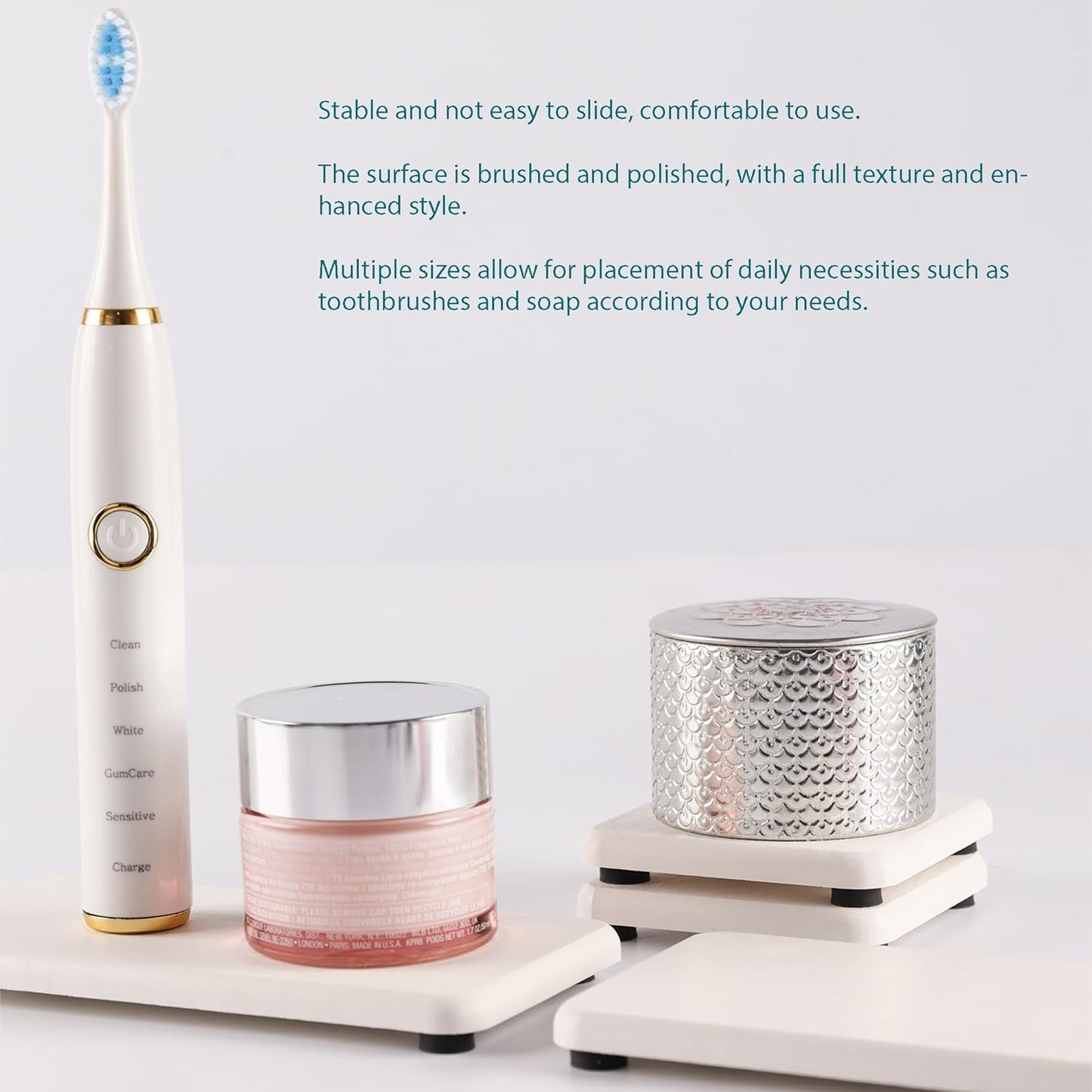 Set of 4 Water Absorbent Diatomite Coasters, Diatomaceous Earth Kitchen Soap Dish, Bathroom Trays, Water Absorbing Stone Used for Hand Soaps & Plants & Toiletries in The Modern Home