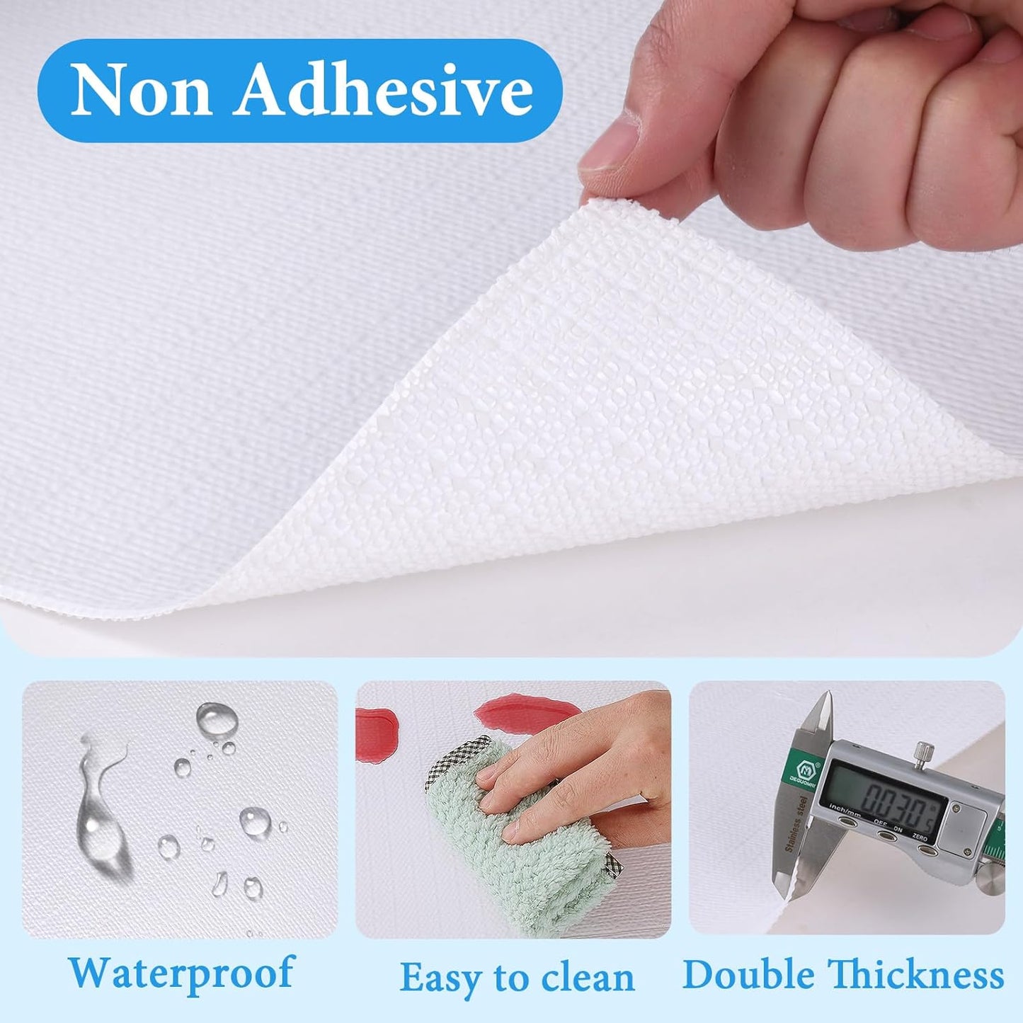 Shelf Liners for Kitchen Cabinets 12in x 20FT Non Adhesive Drawer Liner White Thickened Shelf Liner Paper Strong Non-Slip Easy to Clean for Tool Box Refrigerator with Knife and Tape Measure