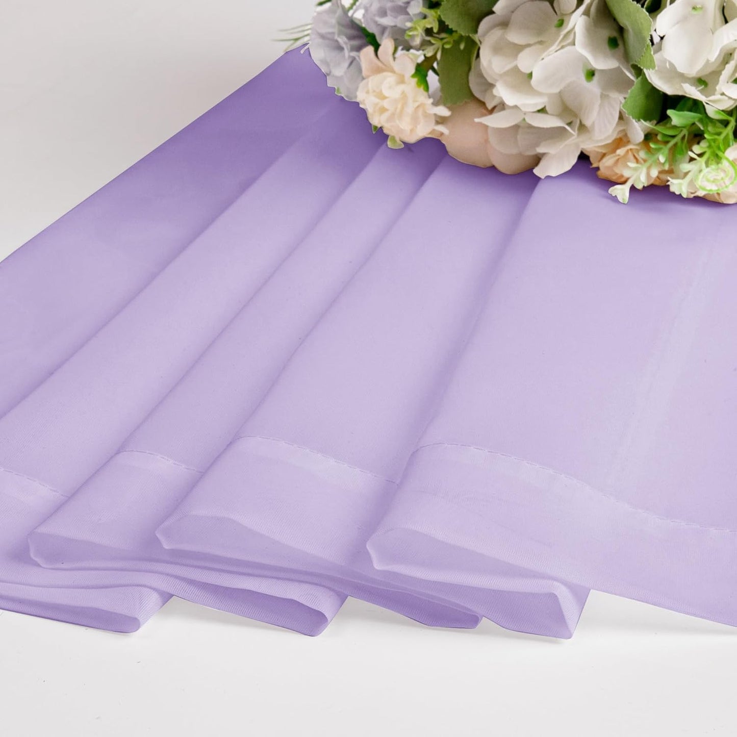 Chyhomenyc Lilac Sheer Curtains 36 inch Length 2 Panels, Light Filtering Voile Rod Pocket Short Window Curtians for Bathroom Living Room Farmhouse Small Windows, 42Wx36L inches