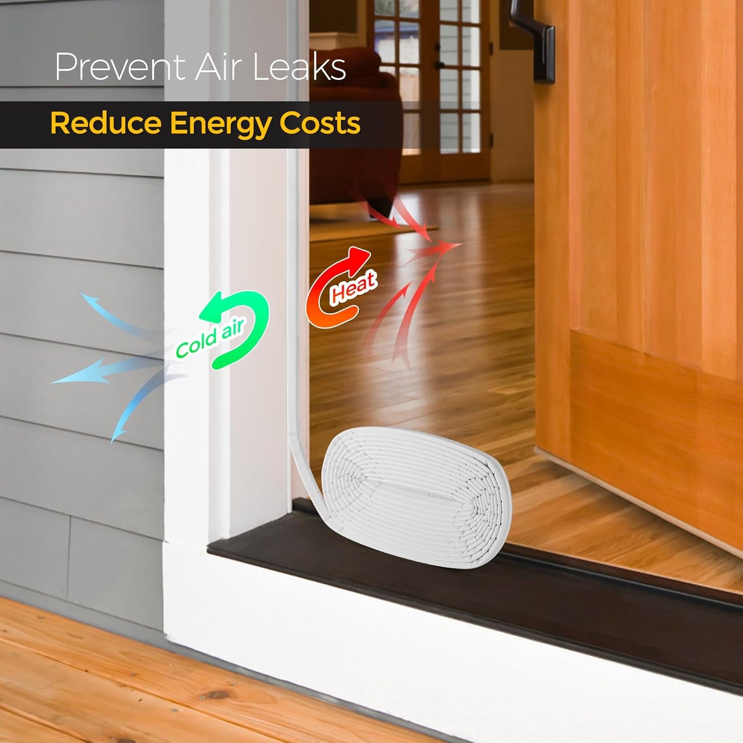 Weather Stripping Door Seal Strip - Soundproof Q-Shaped Foam for Exterior Door Frame, Large Gap Seal, Noise Cancelling, Easy to Install (White, 19.8FT)