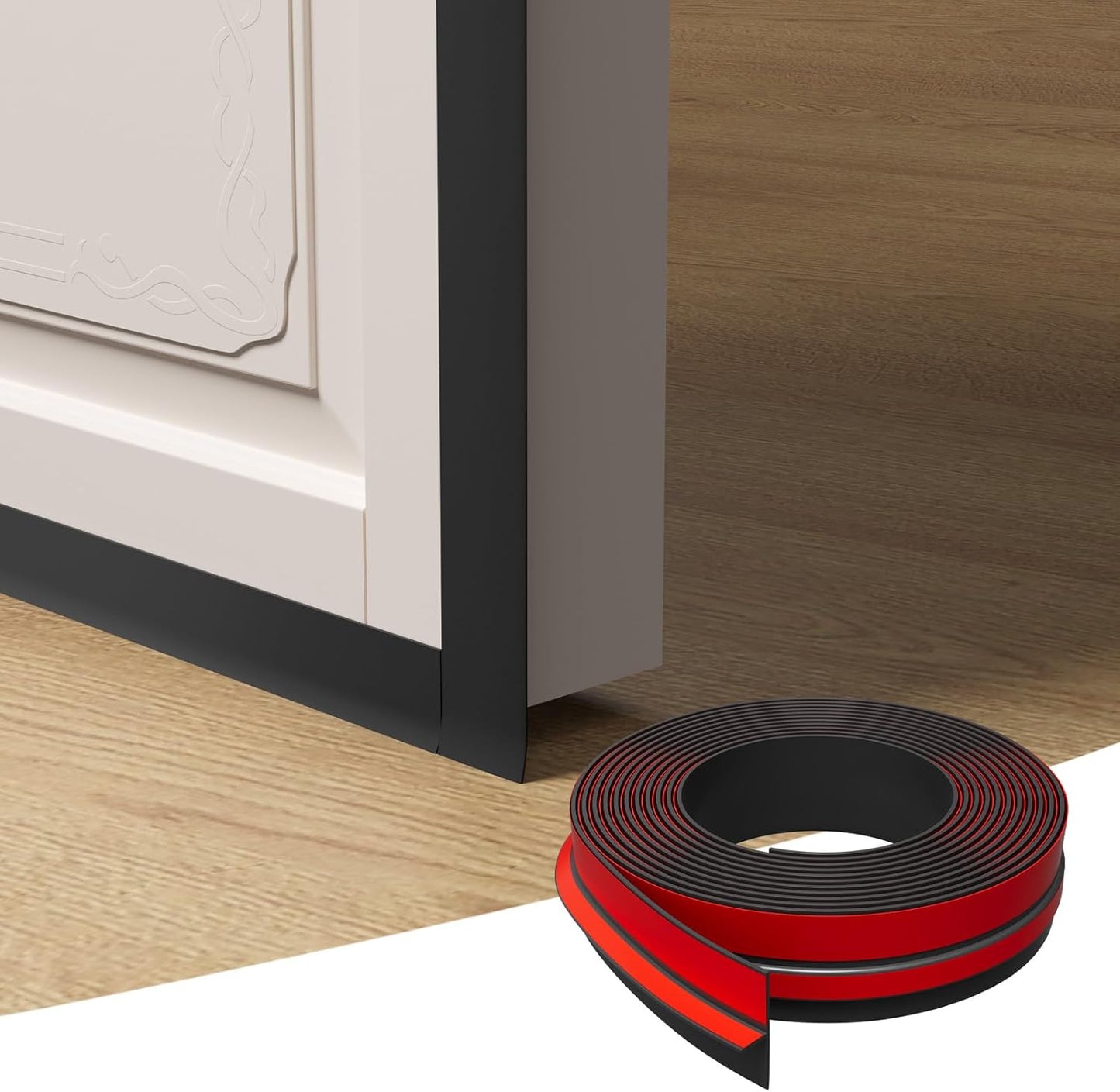 T-Shaped Door Draft Stopper, 1.37 in x 40 Ft Silicone Seal Strip for Windows Gaps, Weather Stripping Seal Stripg Shower Sweep, Black