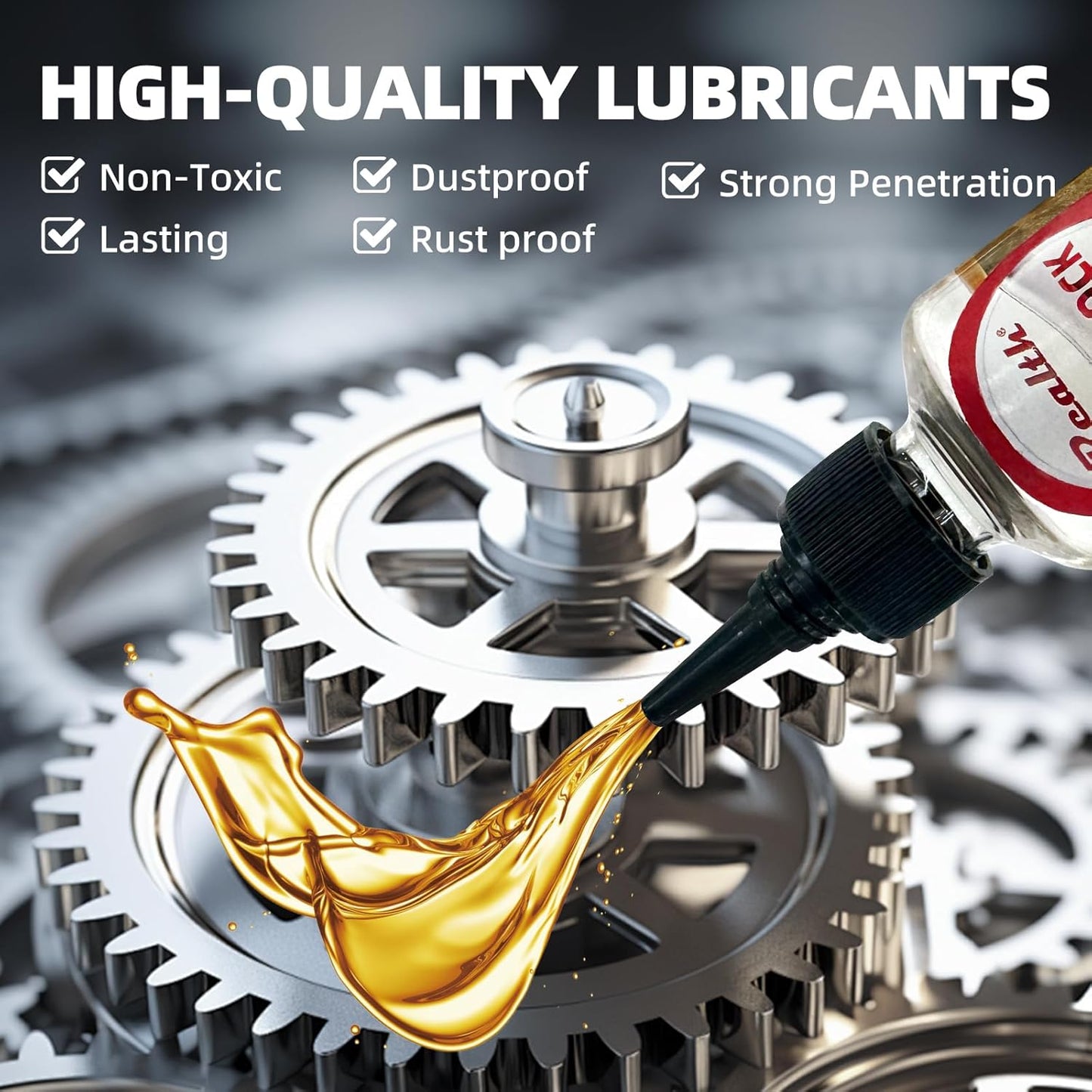 Realth Door Hinge Lubricant -Garage Door Lubricant Oil Great for Squeaky Hinges, Locks, Chains, Keyholes & More - Long-Lasting, Non-Toxic, Rust-Resistant with Precision Oiler Needle (30ml)