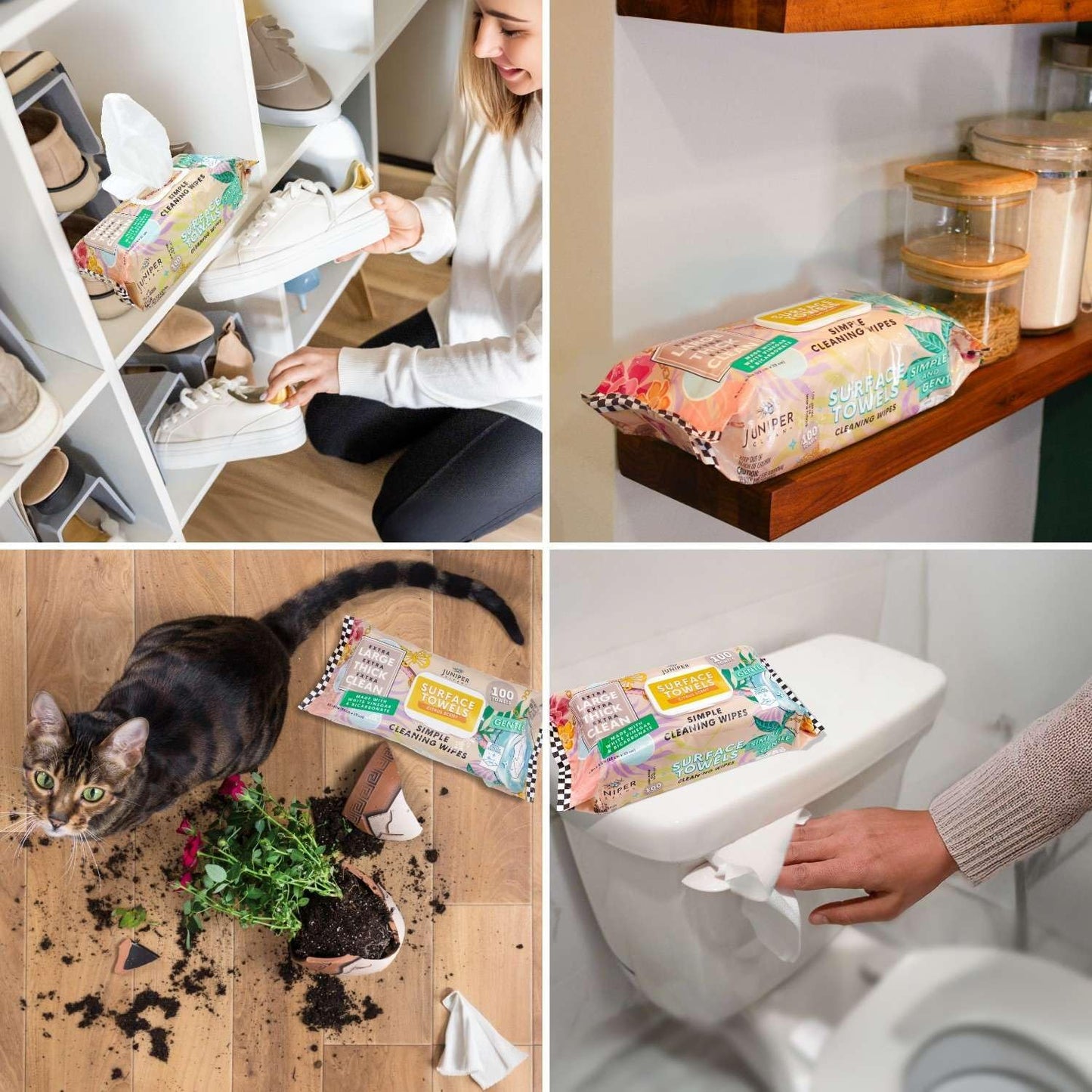 3 Packs Surface Cleaning Wipes Bleach Free, Thick & Large Dispose, All-Purpose Cleaner for Bathroom, Kitchen, Office, 300 Count Soft Flow, Biodegradable, Citrus Scent