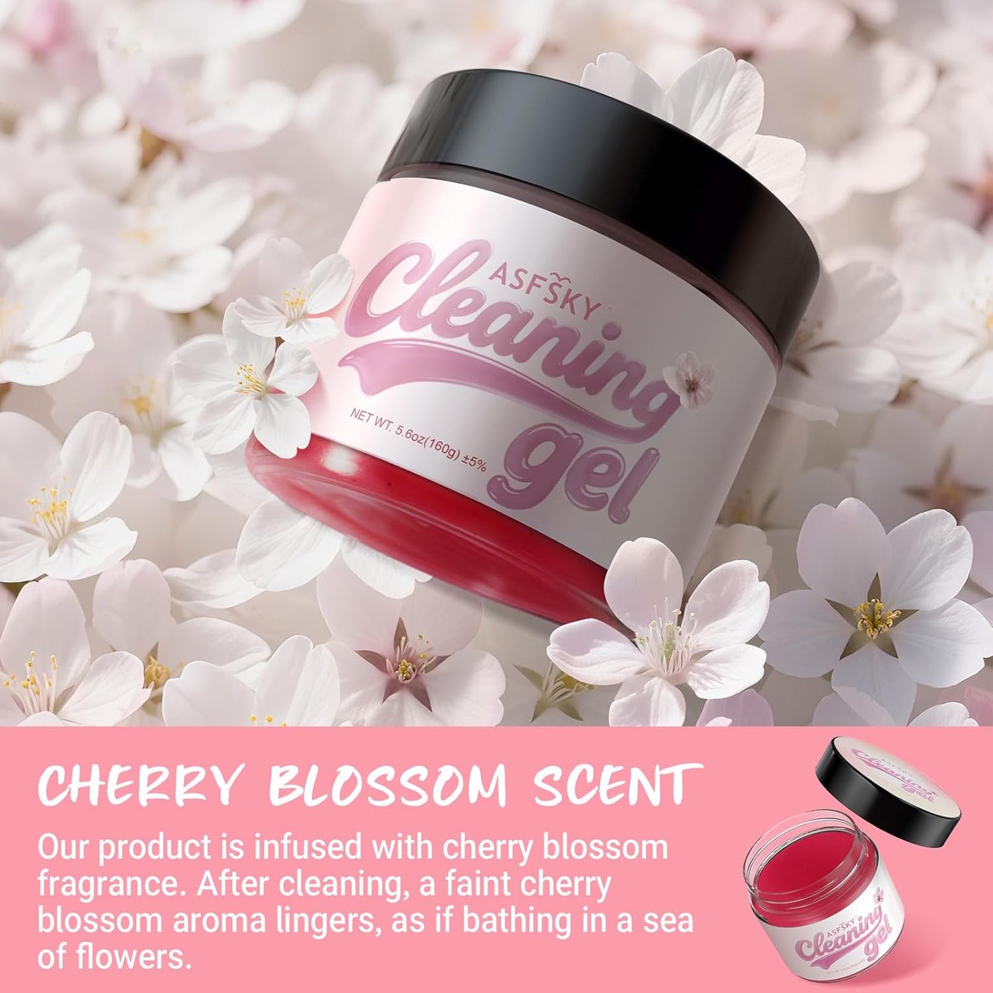 ASFSKY Car Cleaning Gel (Pink,Sakura) Cleaning Putty Universal Dust Cleaning Car Interior Cleaner Keyboard Dust Remover Car Slime Gifts for Men Women girl（1 pack）