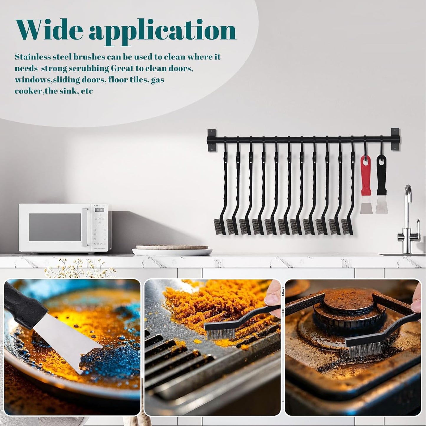 20 Pcs Mini Wire Brush Stainless Steel Brush Set, Curved Handle Masonry Brush Wire Brush for Cleaning Welding Slag and Rust