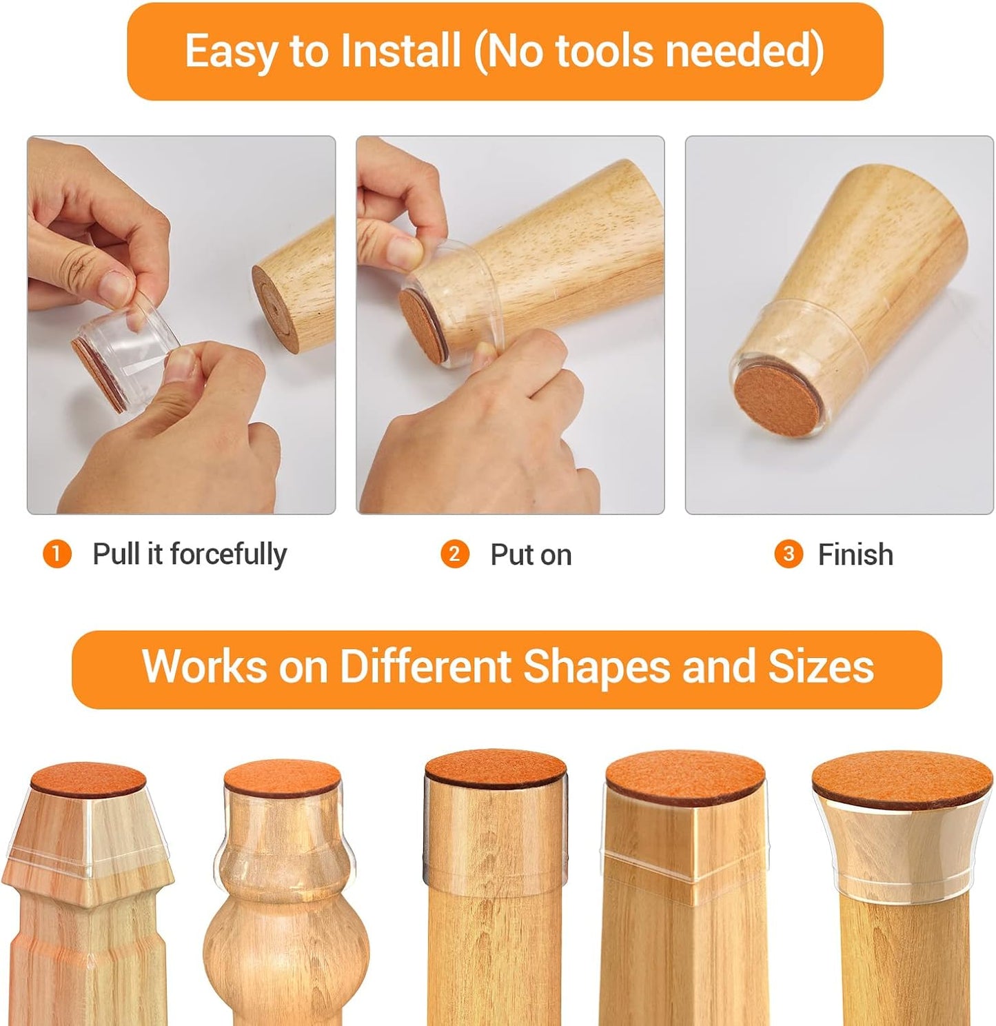 36Pcs Silicone Chair Leg Floor Protectors, Floor Protectors for Chairs, Rubber Chair Leg Caps for Wood Floors, Chair Leg Protectors for Hardwood Floors,Rubber Chair Leg Covers (Large, Clear)