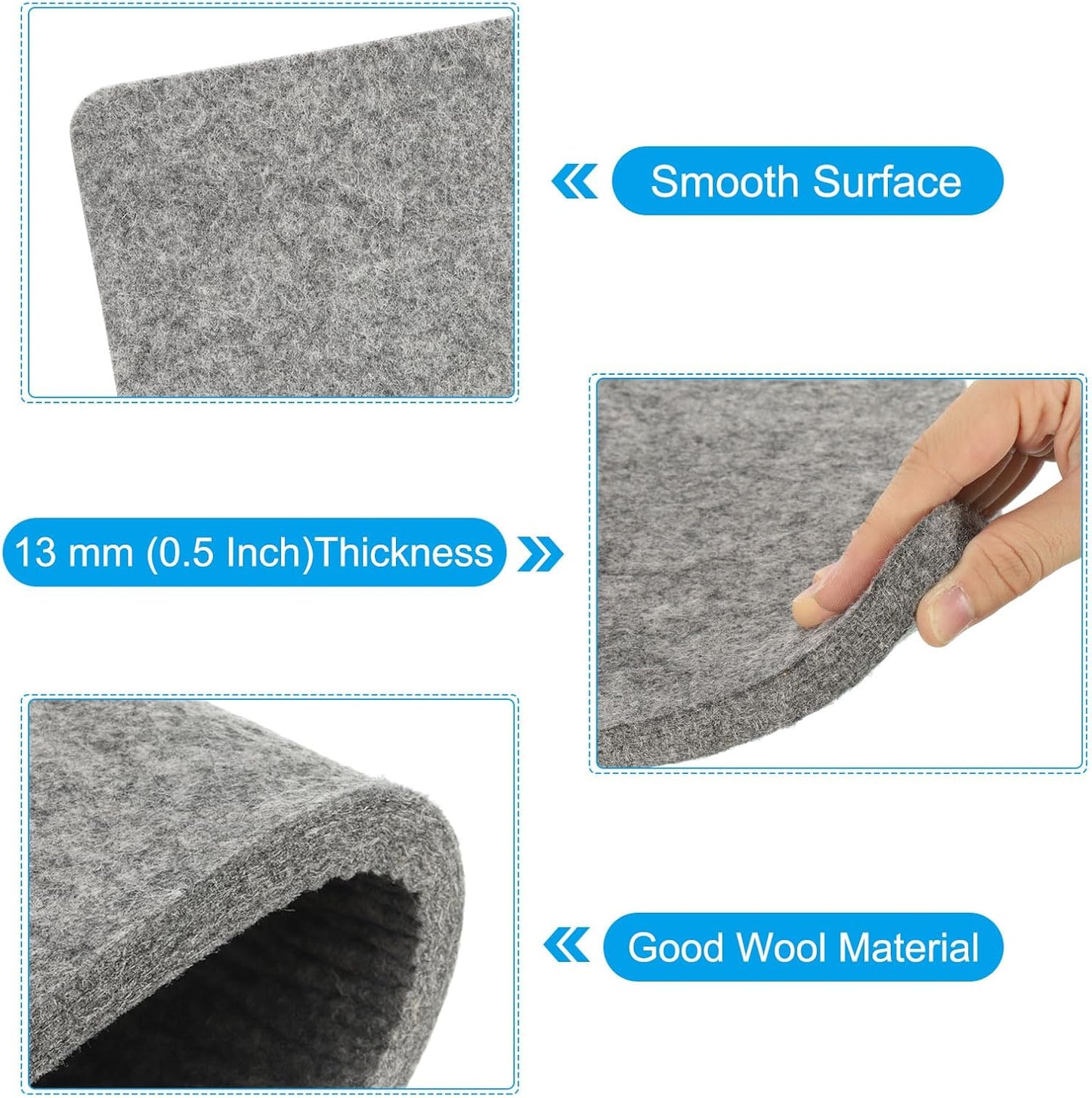 PATIKIL Wool Pressing Mat, 8" x 8" Wool Ironing Pad Blanket 0.5" Thickened Heat Resistant Quilting Ironing Pad for Quilters Sewing Craft, Grey