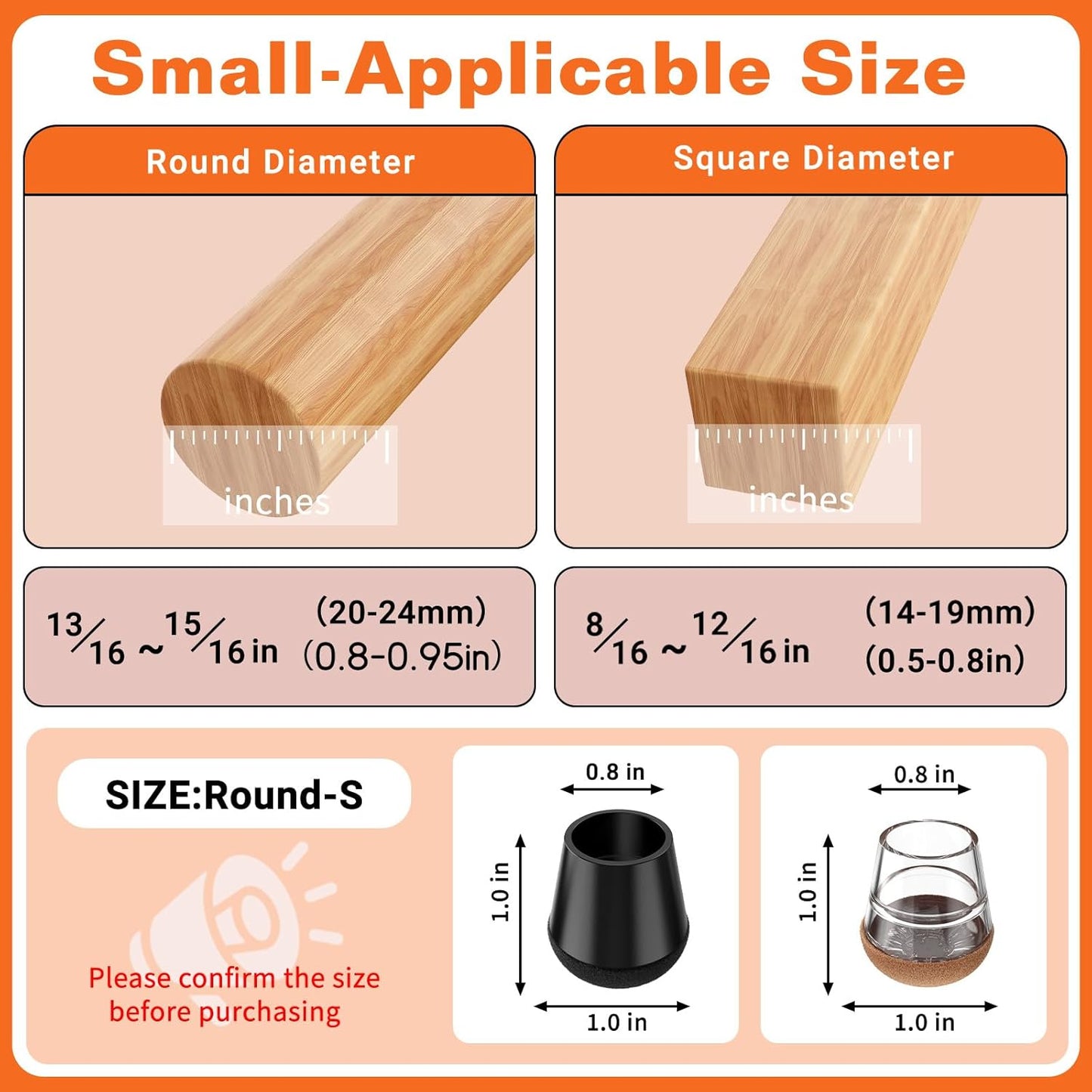 Chair Leg Floor Protectors Small 24Pcs,Silicone Chair Leg Protectors for Hardwood Floors/Tiles,360°Wrapped Felt Bottom to Prevent Scratch and Reduce Noise, Round Clear