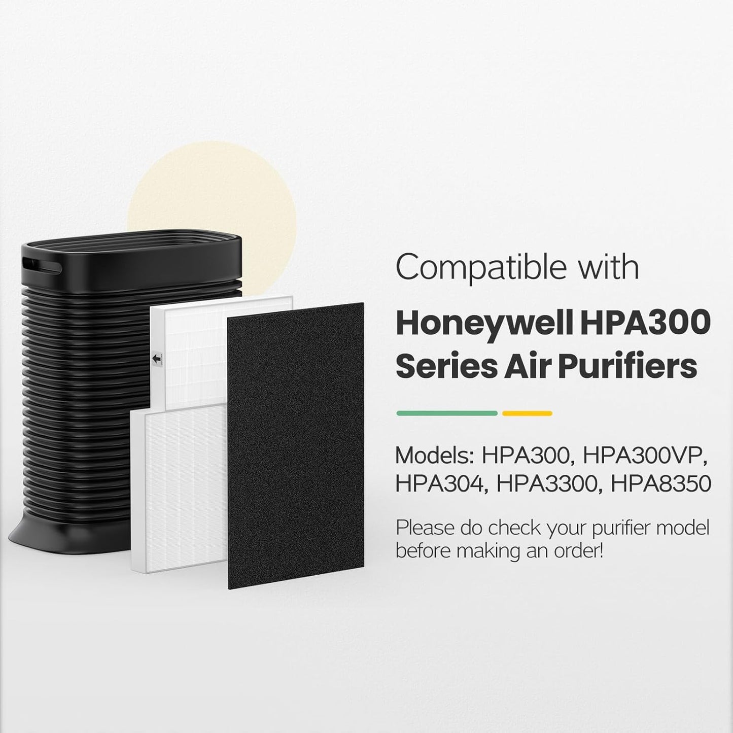 HPA300 HEPA Filter Replacement Compatible with Honeywell Air Purifier HPA300 Series, HPA300, HPA304, HPA8350, HPA300VP, HPA3300b, HPA5300