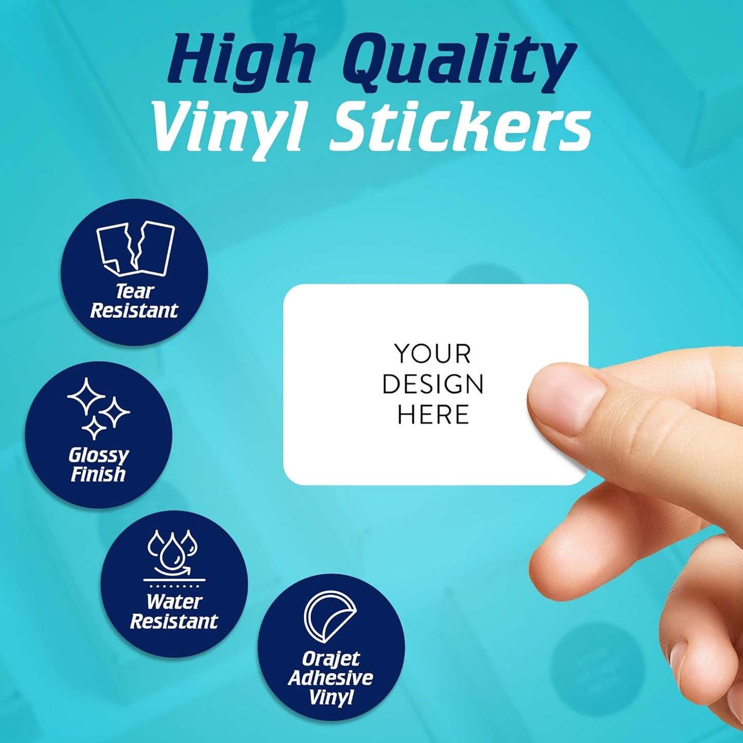 5-1000 Custom Vinyl Stickers - Upload Your own Image, Text, Design, Logo - Personalized Logo Labels for Handmade, Packaging, Bottle, Jars, Candle, Brand Stickers (White, 5x3)