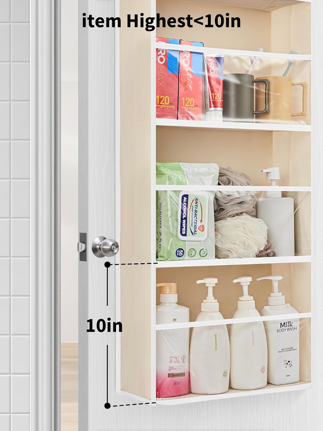 JARLINK 2 Pack Toy Stuffed Animal Storage, Over The Door Organizer W/Clear View Windows, 44lb Load, Baby Toy Storage Organizer for Nursery, Kid Bedroom, Newborn Baby Essentials (Beige)