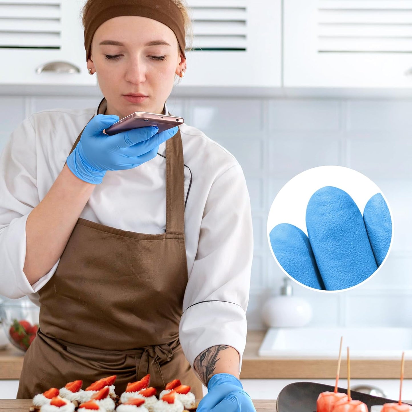 Disposable Nitrile Exam Gloves, Blue, Nitrile Gloves Disposable Latex Free, Medical Gloves, Cleaning Gloves, Food-Safe Rubber Gloves, Powder Free, Non-Sterile, 50-ct Box (XL)