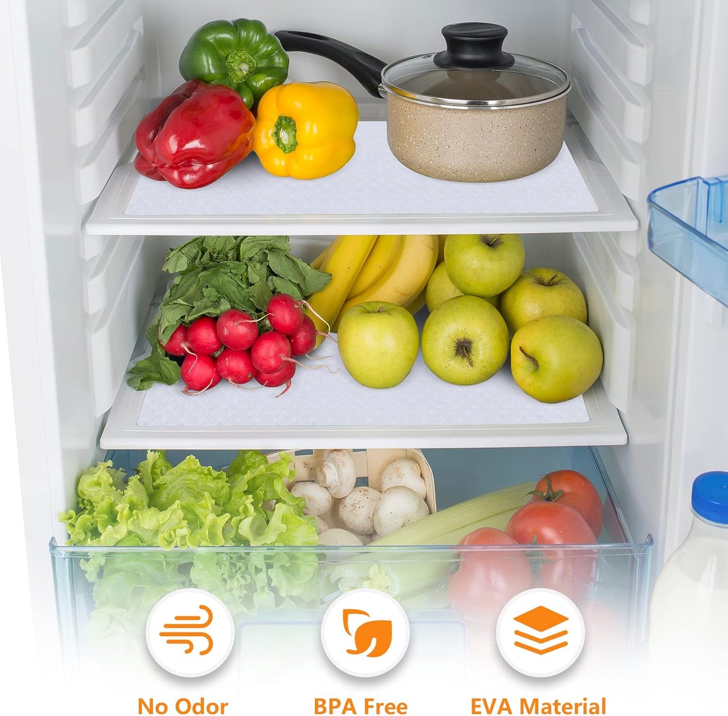 White Shelf Liner Kitchen Cabinet Liners Refrigerator Liners Waterproof & Oil-Proof Cupboard Liner Drawer Mats EVA Material Non Adhesive Fridge Liner 23.6 x 78.7 Inch