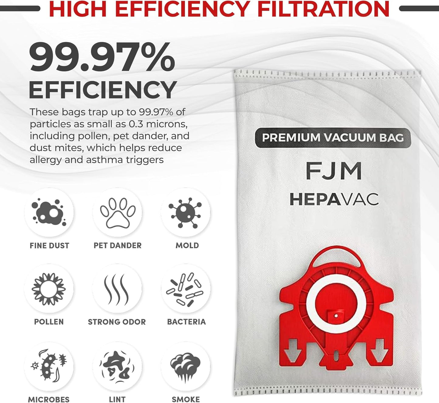 FJM Vacuum Cleaner Bags for Miele - 20 Pack - HEPA AirClean 3D Dust Bags – Fits Compact C1, C2, Complete C1