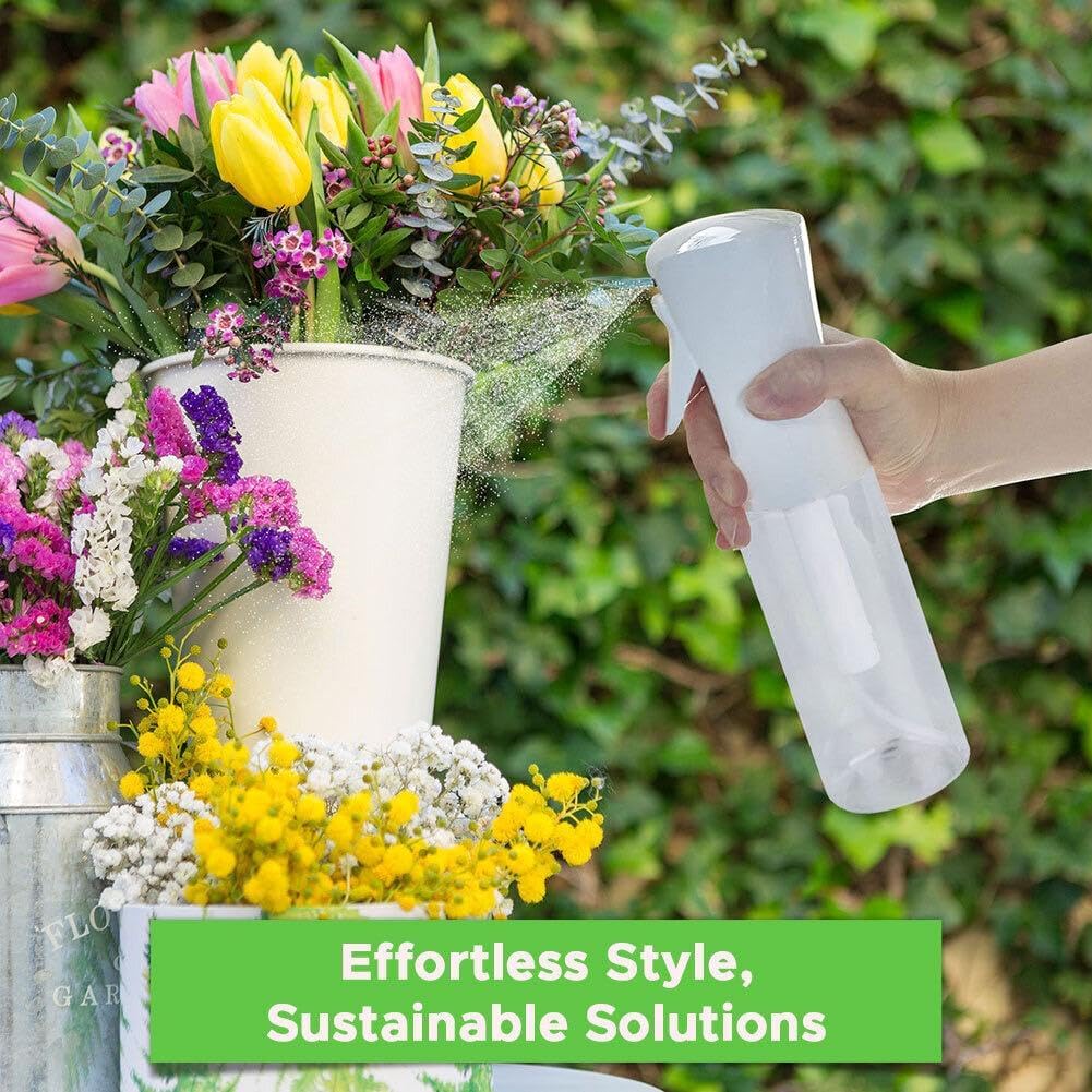 VIGOR PATH Continuous Spray Bottle for Hair – Fine Mist Mister for Hairstyling, Cleaning, Plants, Pets, Barbers, Salons, and Essential Oil Applications (300ml/10.1 oz) Clear 2 Pack