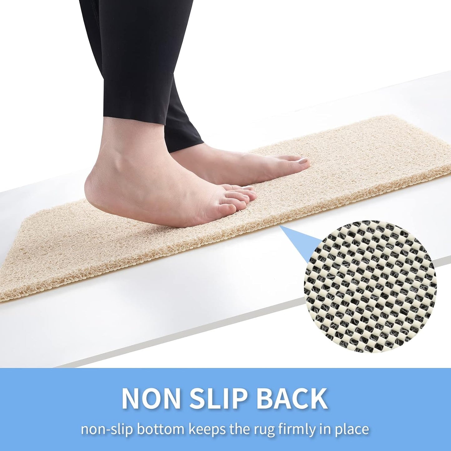 Non-Slip Shower Mat Bathtub Mat for Bath Tub,Anti Slip Bath Tub Mat,Floor Mat,Soft PVC Loofah Bathroom Mats,Foot Scrubber Mat,Quick Drying Easy Cleaning Mats for Wet Areas（40 * 16 Beige）