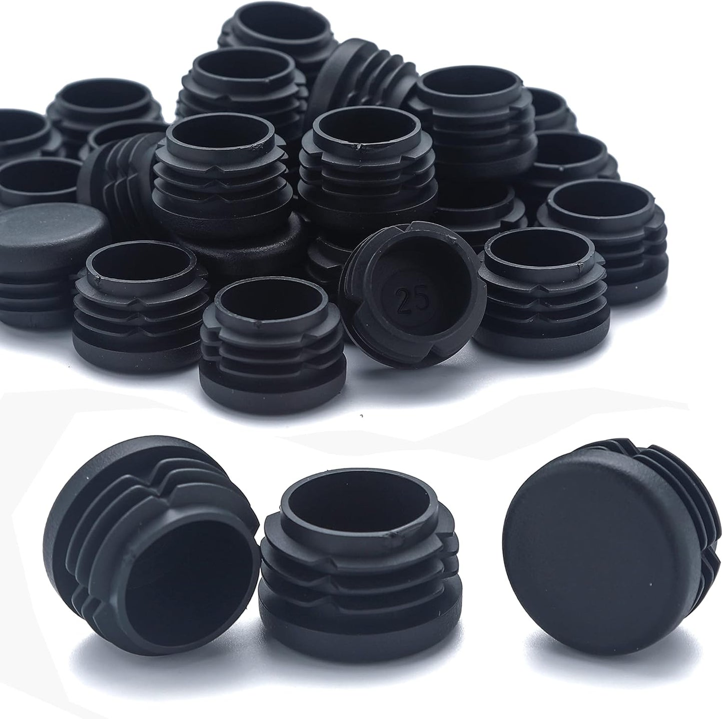 Plastic Plugs Tubing End Caps Chair End Caps Furnigear 3/4" Outside Bottom Round Tubing Caps Black Furniture Sliders Glides (Fit 0.7-074" Tube Inner Diameter, 40pack)