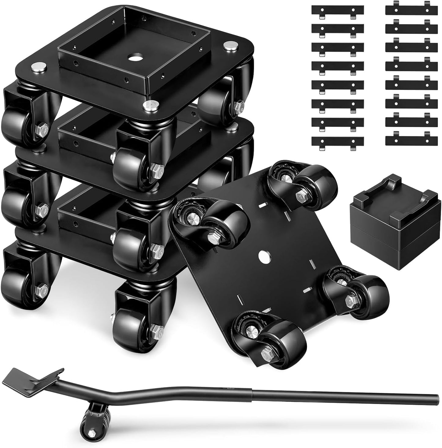 KEDSUM 1500LBS Furniture Movers with Wheels, Heavy Duty Furniture Dolly Set of 4, Dolly Kit Furniture Mover with Removeable Baffles for Appliance, Sofa, Pool Table