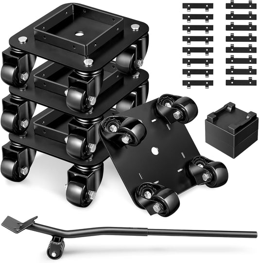 KEDSUM 1500LBS Furniture Movers with Wheels, Heavy Duty Furniture Dolly Set of 4, Dolly Kit Furniture Mover with Removeable Baffles for Appliance, Sofa, Pool Table