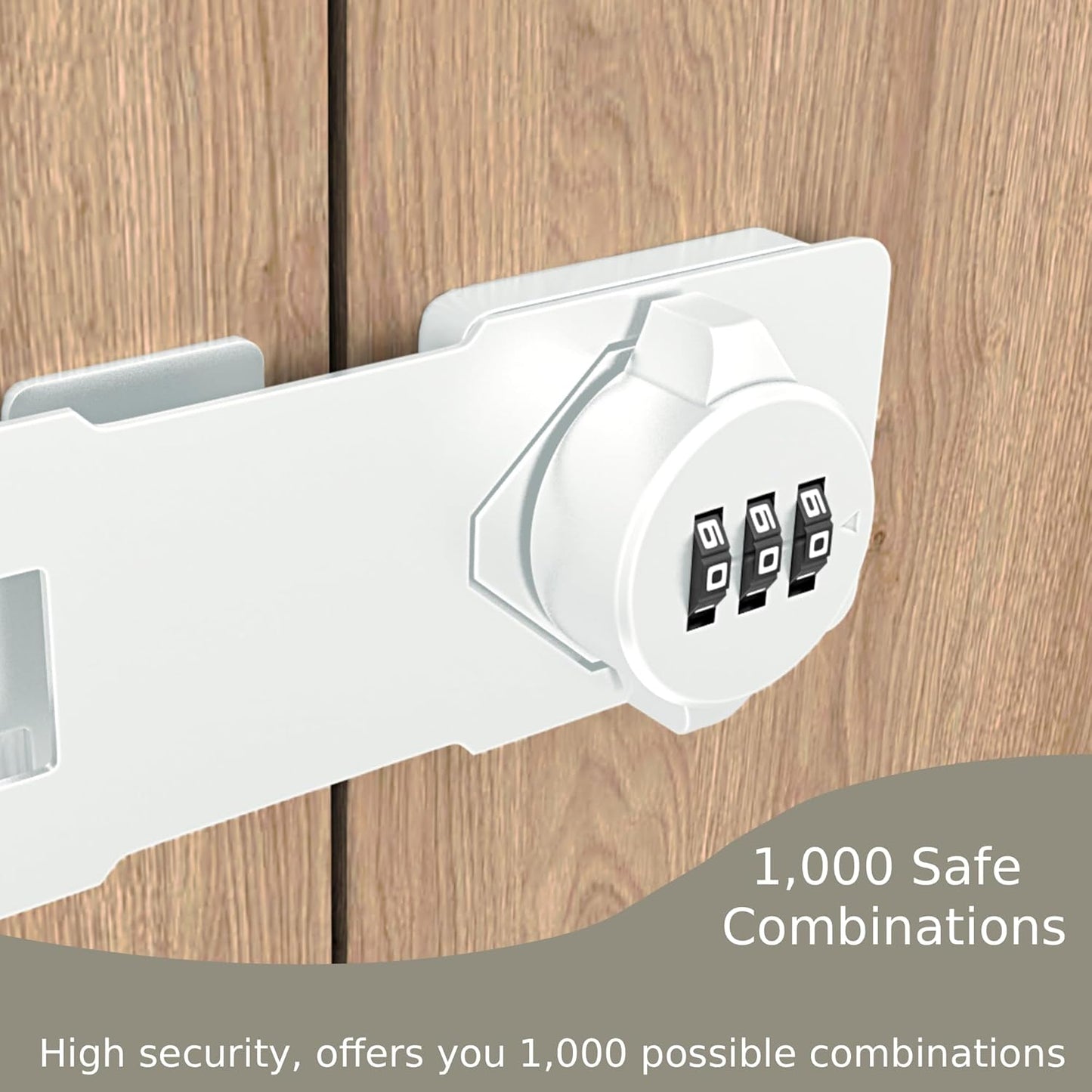 Keyless Combination Lock –3-Digit Combination Lock for Cabinet Doors – Twist Knob Hasp Latch Lock with Password Code – Zinc Alloy Cabinet Door Latch for Kitchen Drawers, Cabinets, Cupboard (White)