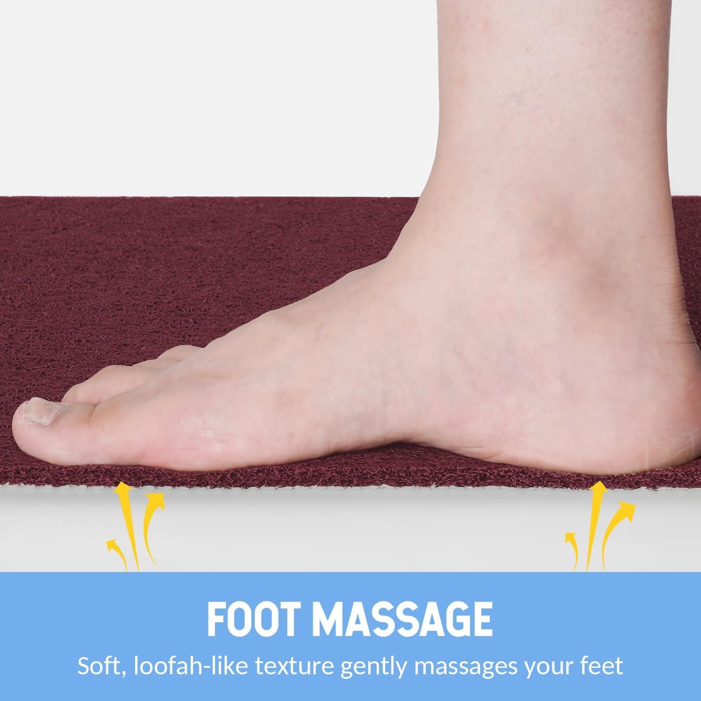 Non-Slip Bathtub Mat, Anti Slip Shower Mat, Fast Drying Bathtub Mats, Foot Scrubber Mat, Anti Slip Mat for Tub, Floor, Bathroom, Kitchen, Home, Hotel (Wine Red 40"×16")