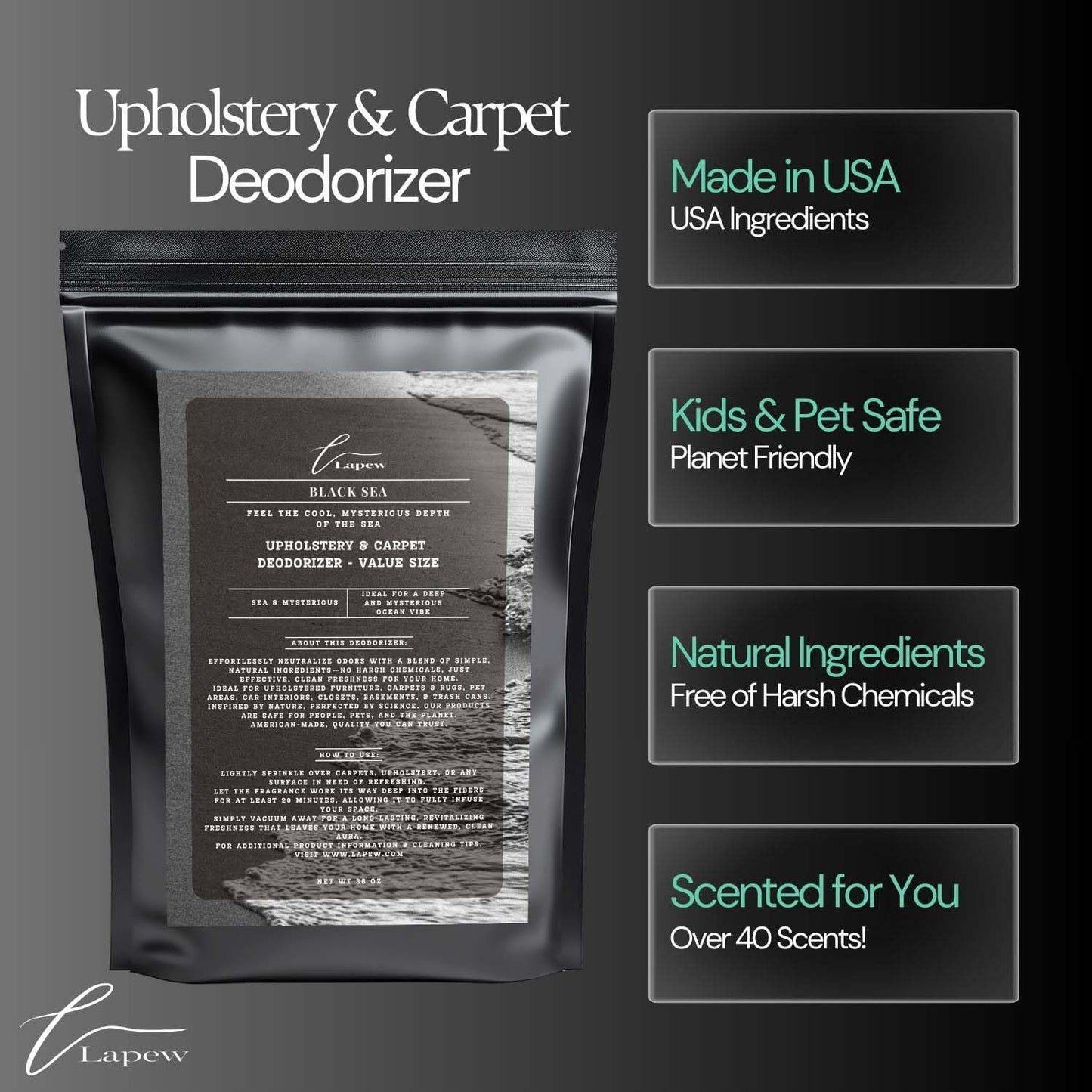 Black Sea Carpet Freshener Powder Refill 36 oz | Powerful Odor Eliminator for Home | Upholstery Deodorizer | Carpet Deodorizer | Pet Urine | Cat Litter Box