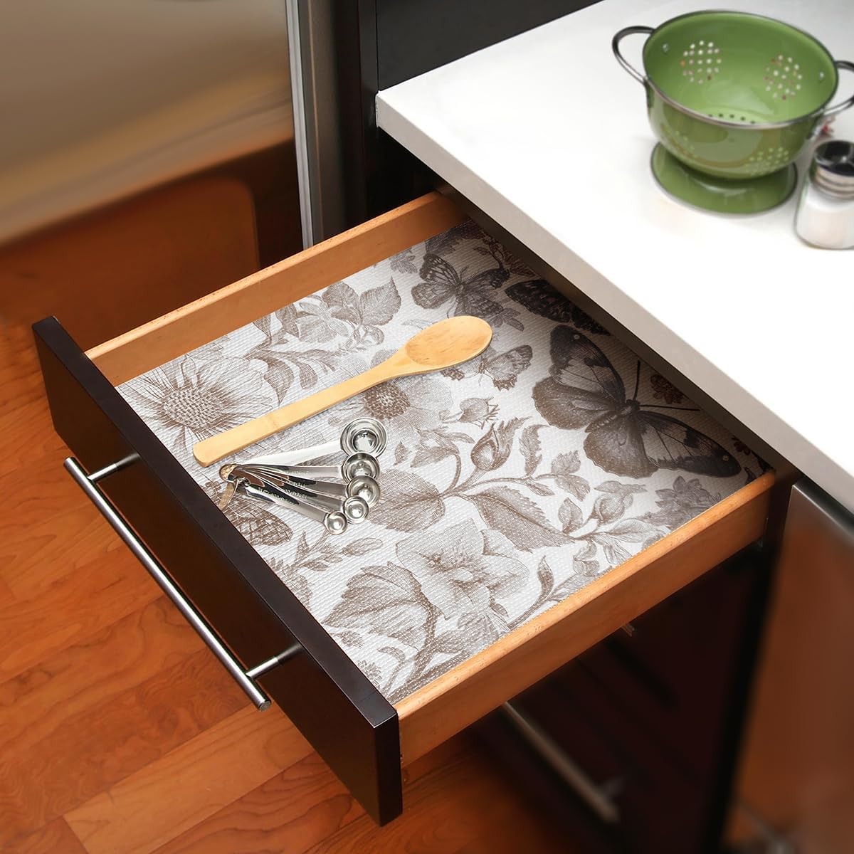 Drawer and Shelf Liner for Kitchen Cabinets,Non-Adhesive Cabinet Liner,Non Slip Waterproof Drawer Liner,Easy to Clean Strong Grip Kitchen Liner for Cupboard,Dresser,Shelves,(12In x 16.4FT)