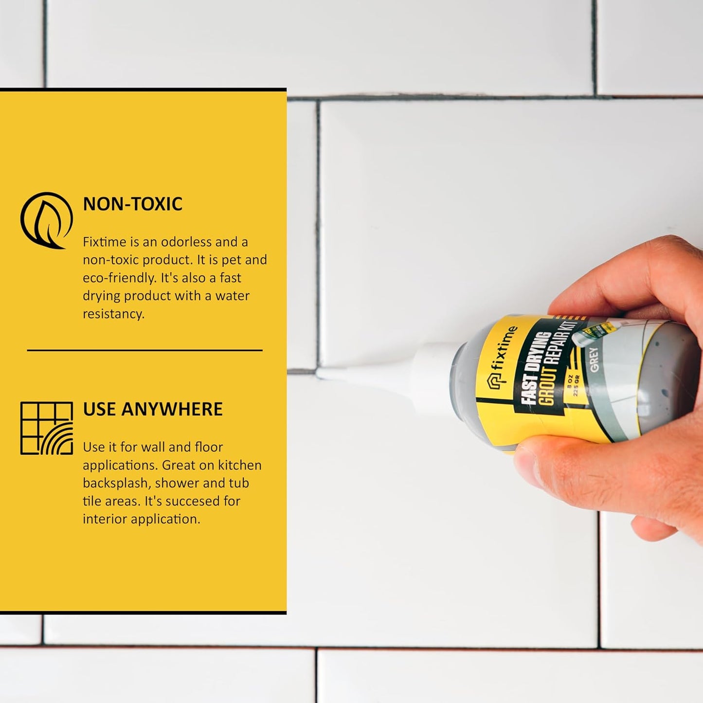 Tile Grout Repair Kit, Gray Grout Filler Tube 8 oz, Grout Repair Renews, Fast Drying Repait Kit, Grout Sealer for Floor Tile - Spatula Included (2xGray)