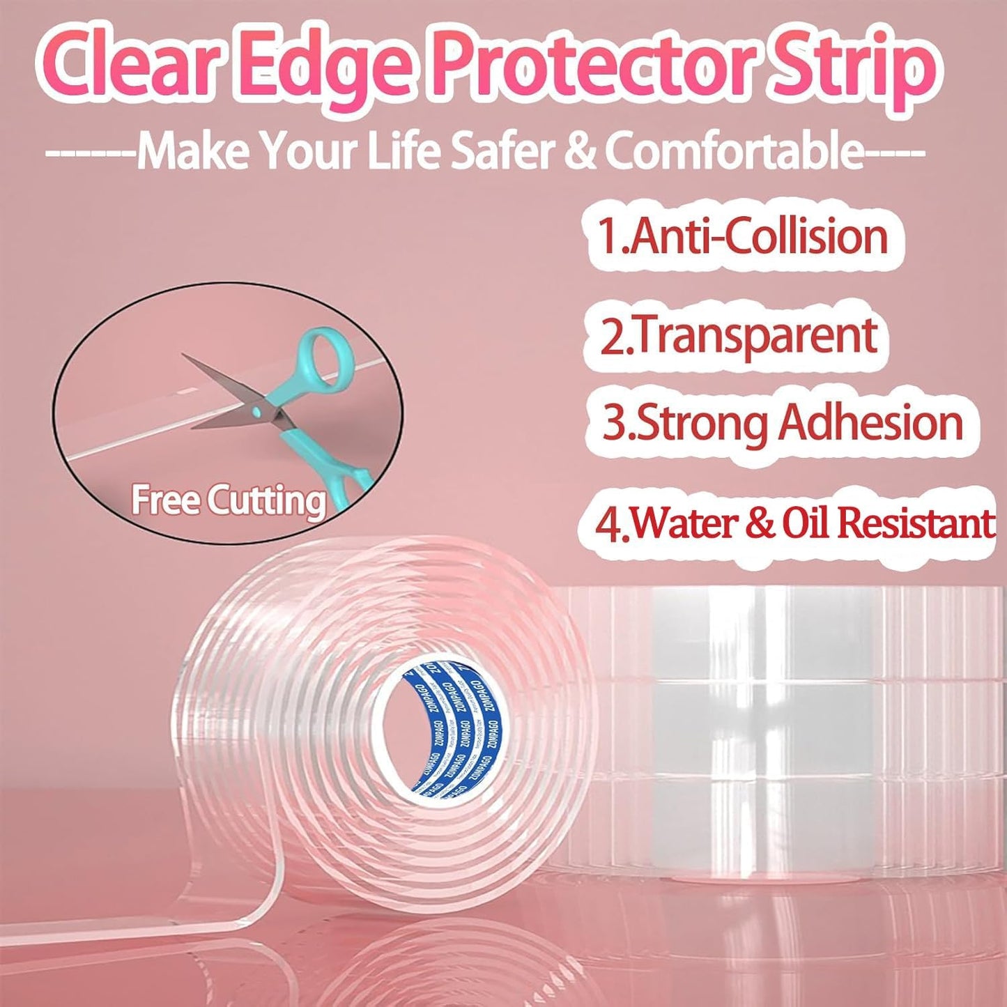 Clear Soft Corner Protectors for Furniture Strip,1.8in x13FT,Sharp Edge & Table Bumper,Window Edge,Wall Protector, Soft Corner Guards Safe for Proof,Table Corner Protectors in Family