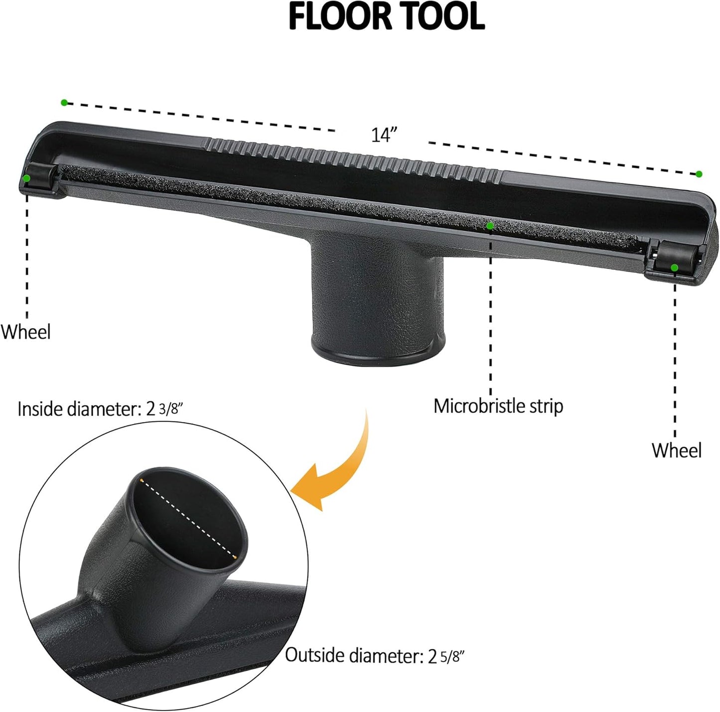 Shop Vac Accessories 2 1/2 inch Attachments (2.5 Wet Dry Vac Accessories - Floor Brush, Dust Brush, Crevice Tool, Utility Nozzle, for Shop Vac (4-Pack Attachments)