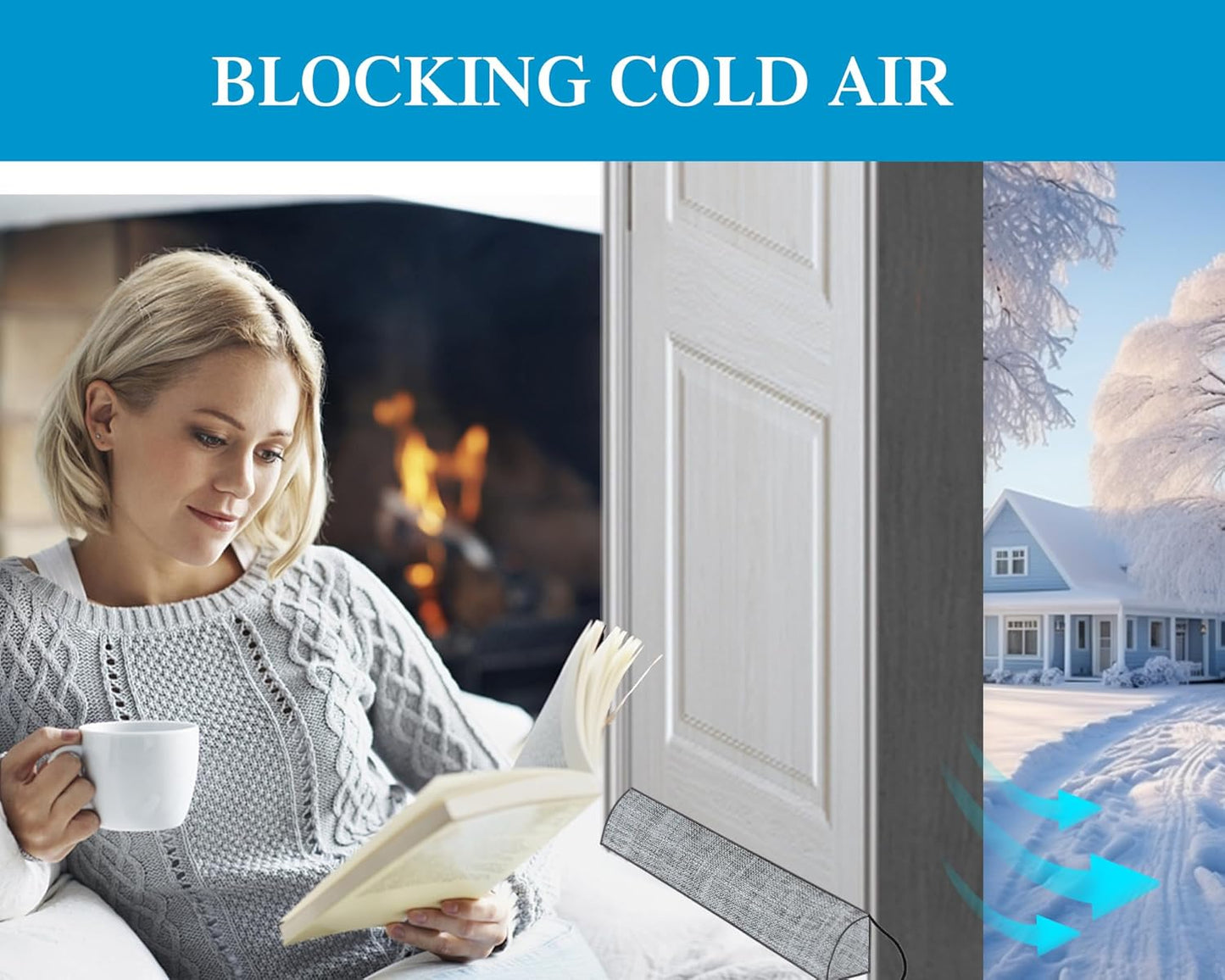 QUOLIX Triangle Under-Door Draft Stopper, 38 Inch Noise Blocker, Weighted Weather Stripping, Gray Cotton & Polyester, Multi-Function Noise & Light Blocker,Gray